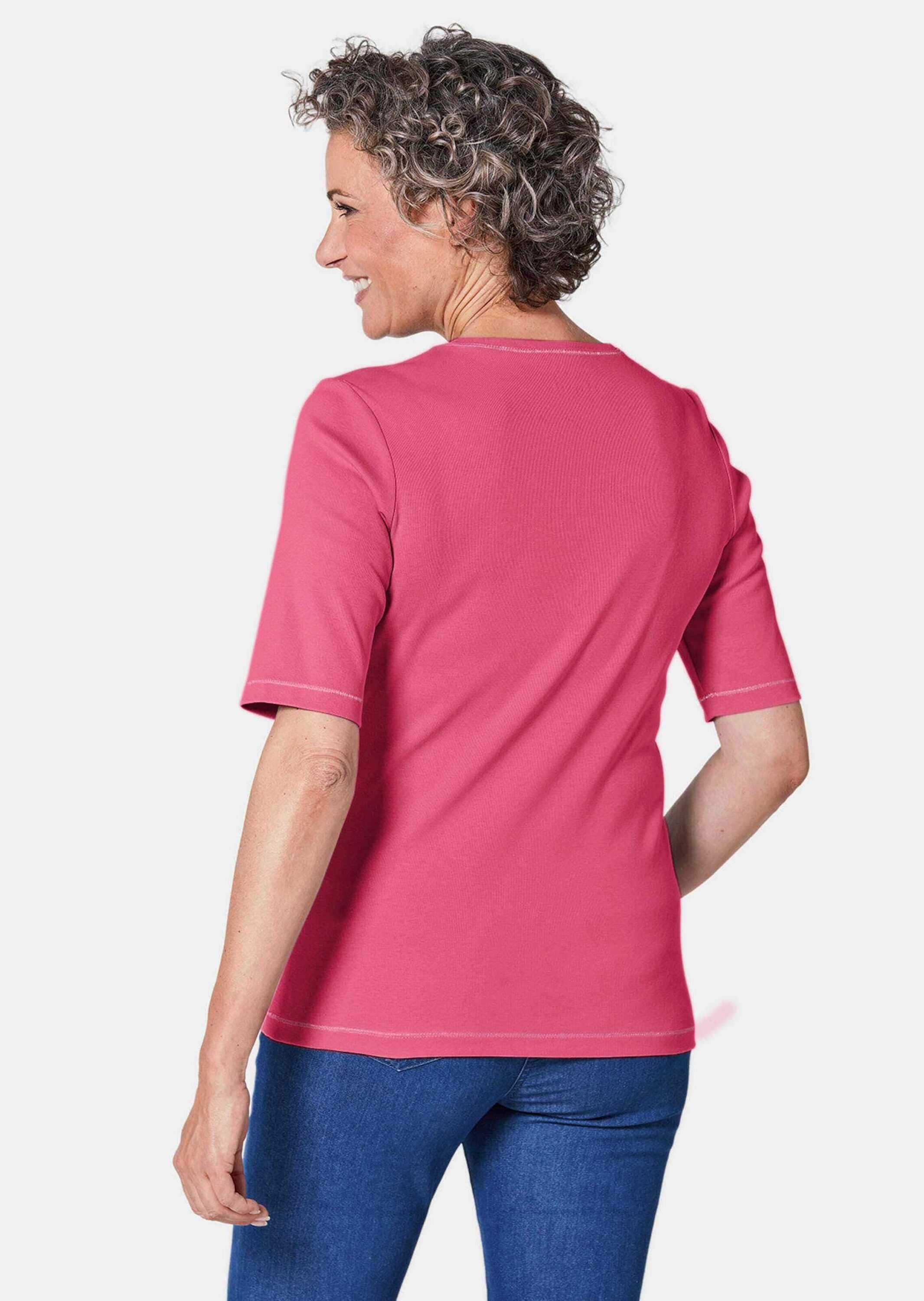 GOLDNER Kurzarmshirt »Rundhalsshirt Basic T-Shirt aus reiner Baumwolle«