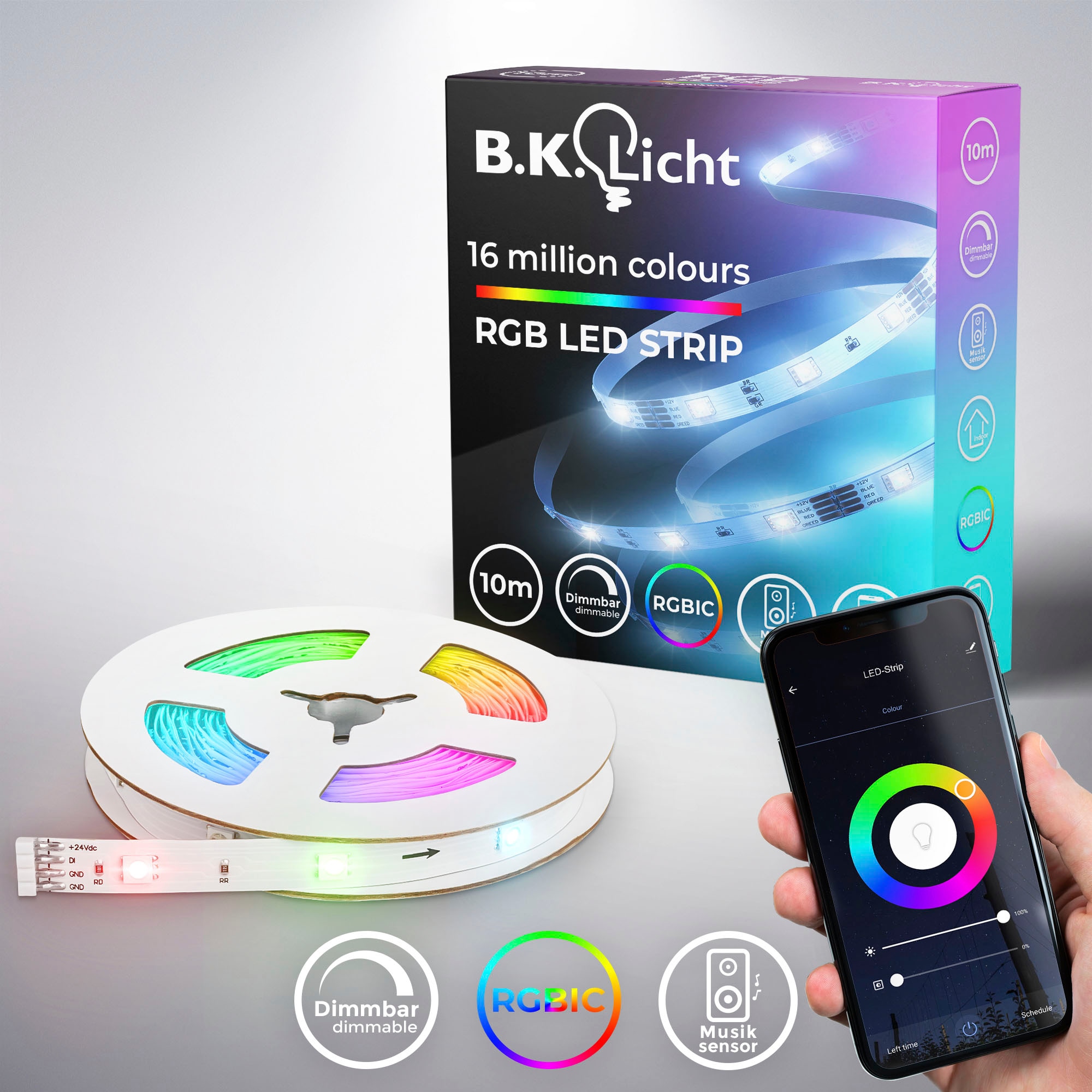 »Wifi smartes Lichtleiste, RGBIC«, B.K.Licht Musiksensor, mit Selbstklebend St.-flammig, 300 bestellen bequem LED Band, LED-Streifen