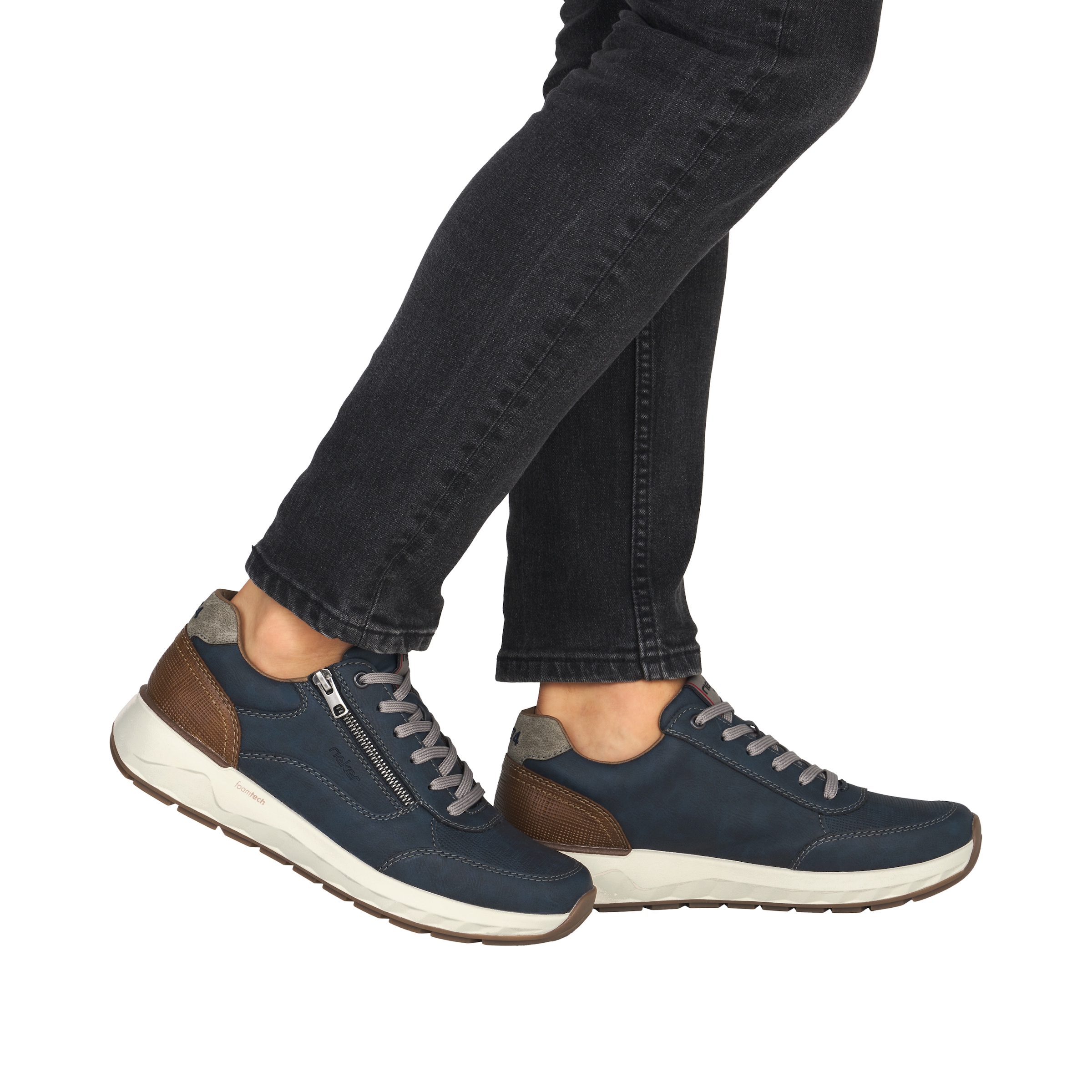 Rieker Sneaker  Schnürschuh, Halbschuh, Freizeitschuh mit Reißverschluss seitlich