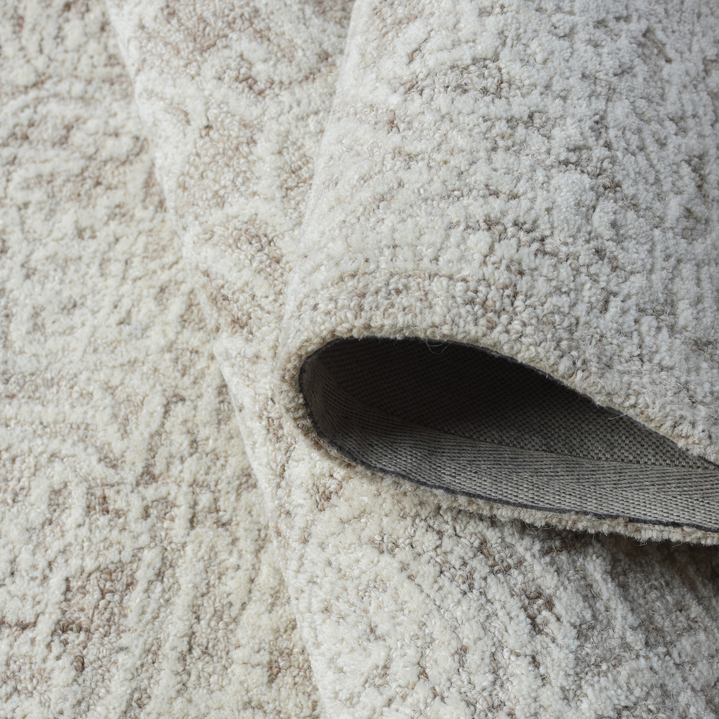 my home Wollteppich »Umea, handgefertigt, Wolle, Hoch-Tief-Struktur« rechteckig 14 mm Höhe einfarbig, Wolle, Teppich, Wohnzimmer, Schlafzimmer, Esszimmer