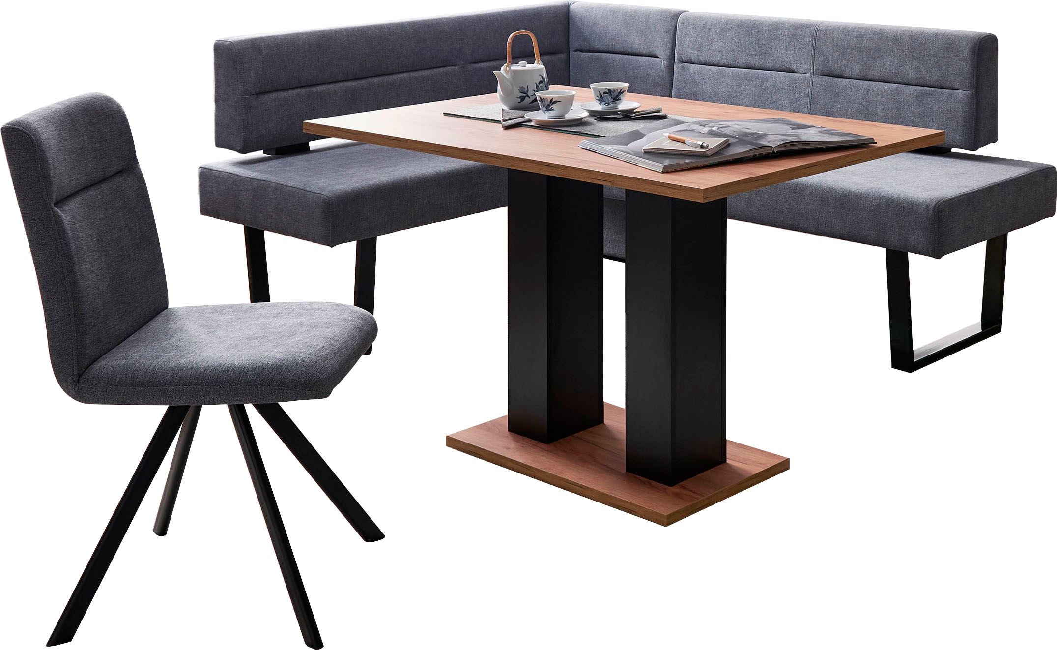 massivline&more, Eckbankgruppe »Martina« 5 Stk. tlg. frei im Raum stellbar, Spanplatte/Metall/Mercury 121 blaugrau + blau/grau + schwarz, 