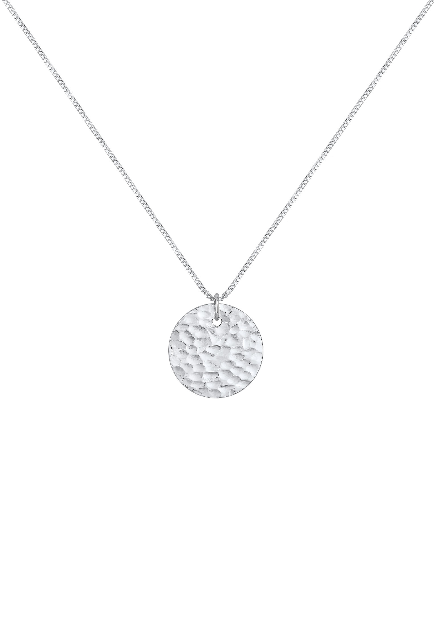Elli Lange Kette »Halskette Plättchen Kreis Rund Gehämmert 925 Silber«