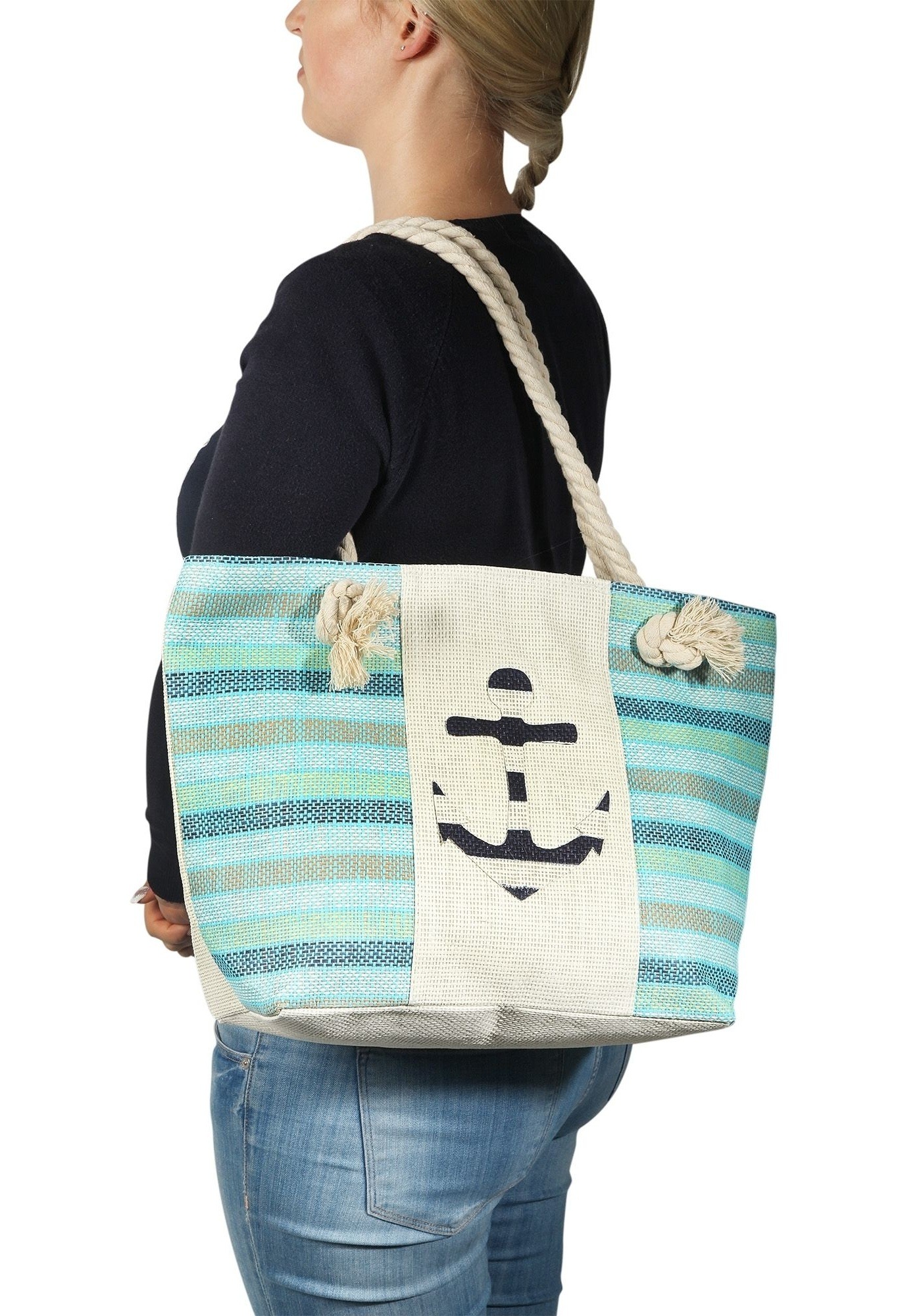 Cham Cham Strandtasche »Strandtasche aus Bastfaser, maritim«