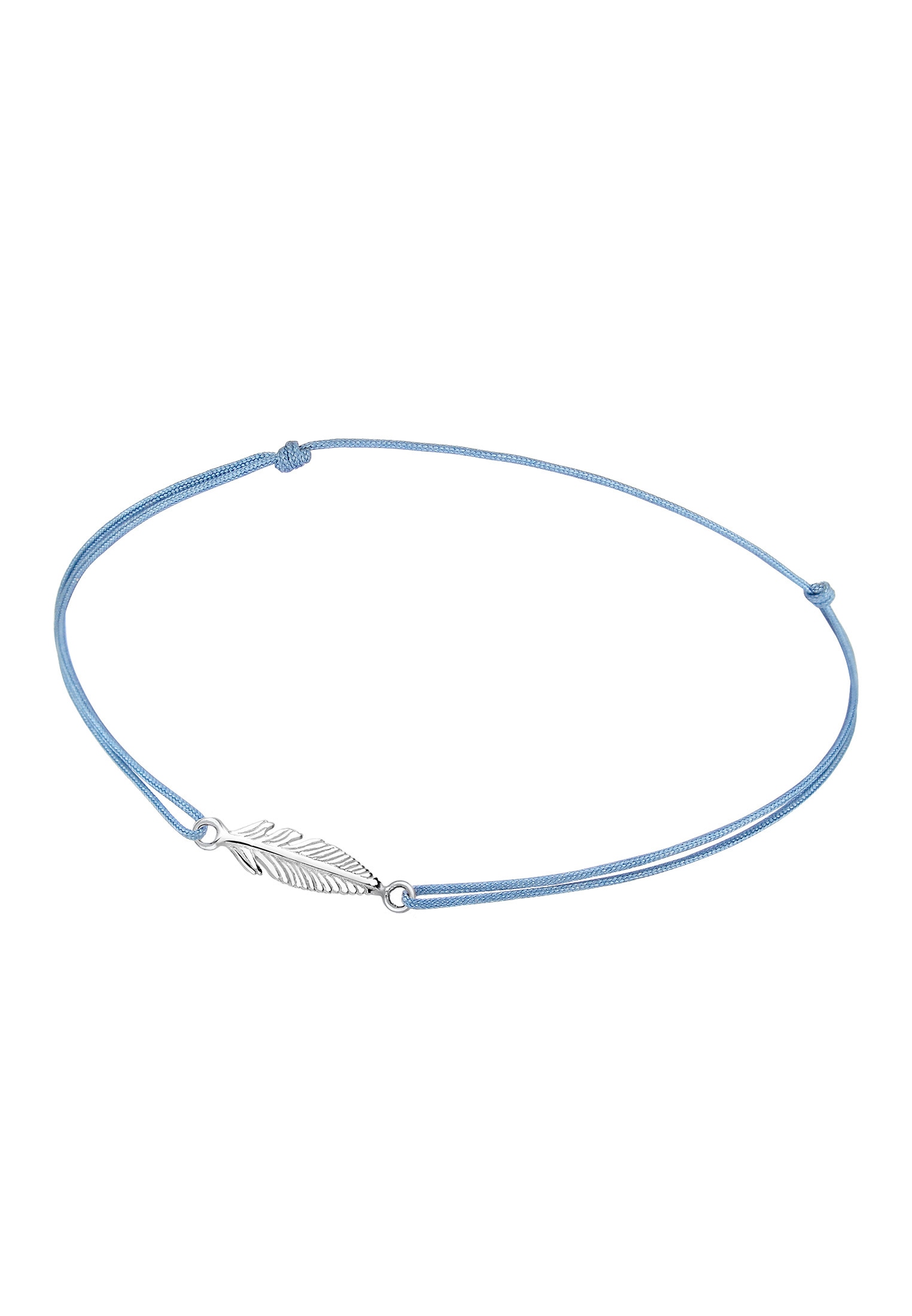 Elli Fußkette »Fußschmuck Nylon Grau mit Anhänger Feder 925 Sterling Silber«