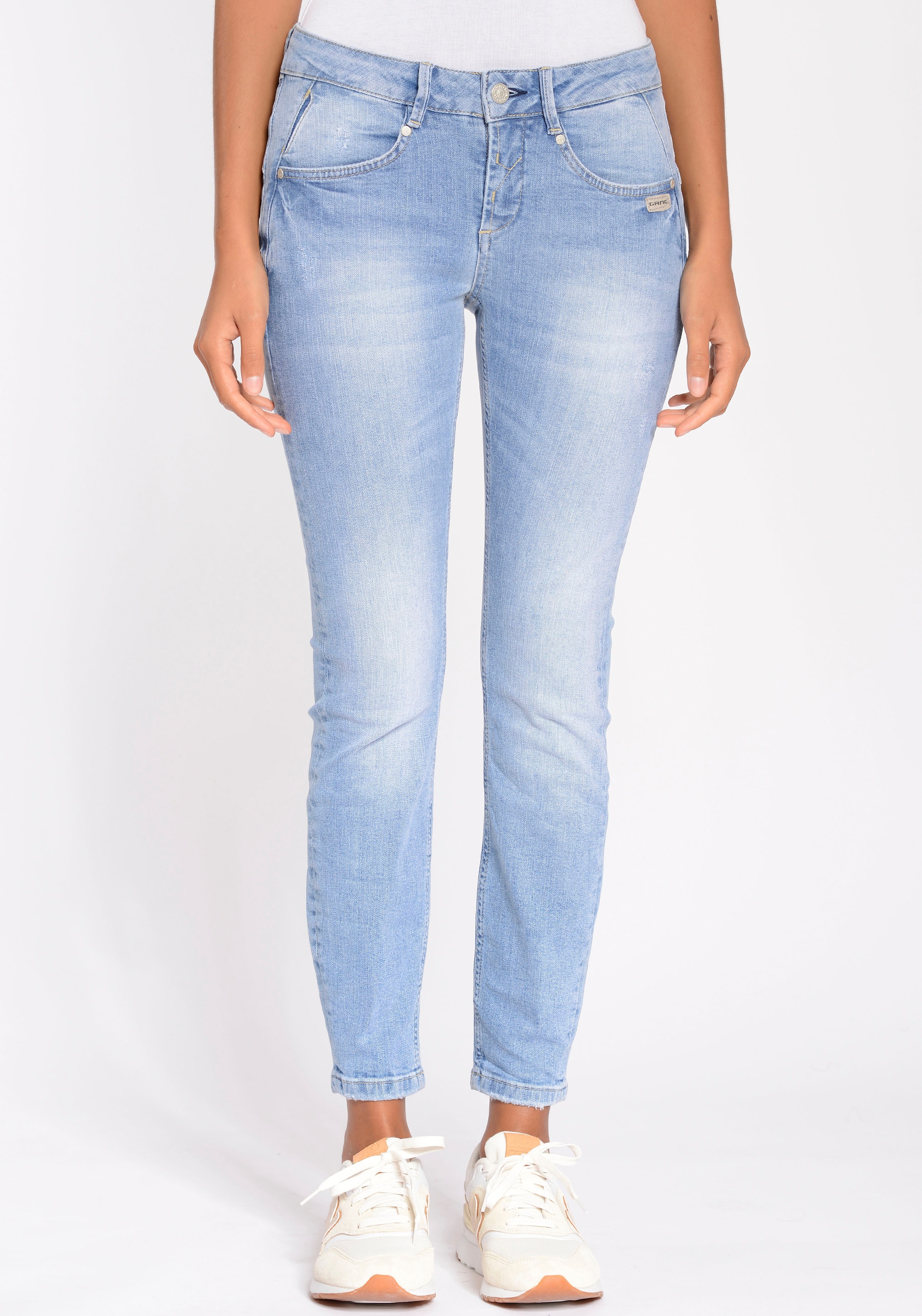 GANG Skinny-fit-Jeans »94NELE X-CROPPED«, tolle bei seitlichen für mit Dreieckseinsätzen eine ♕ Silhouette