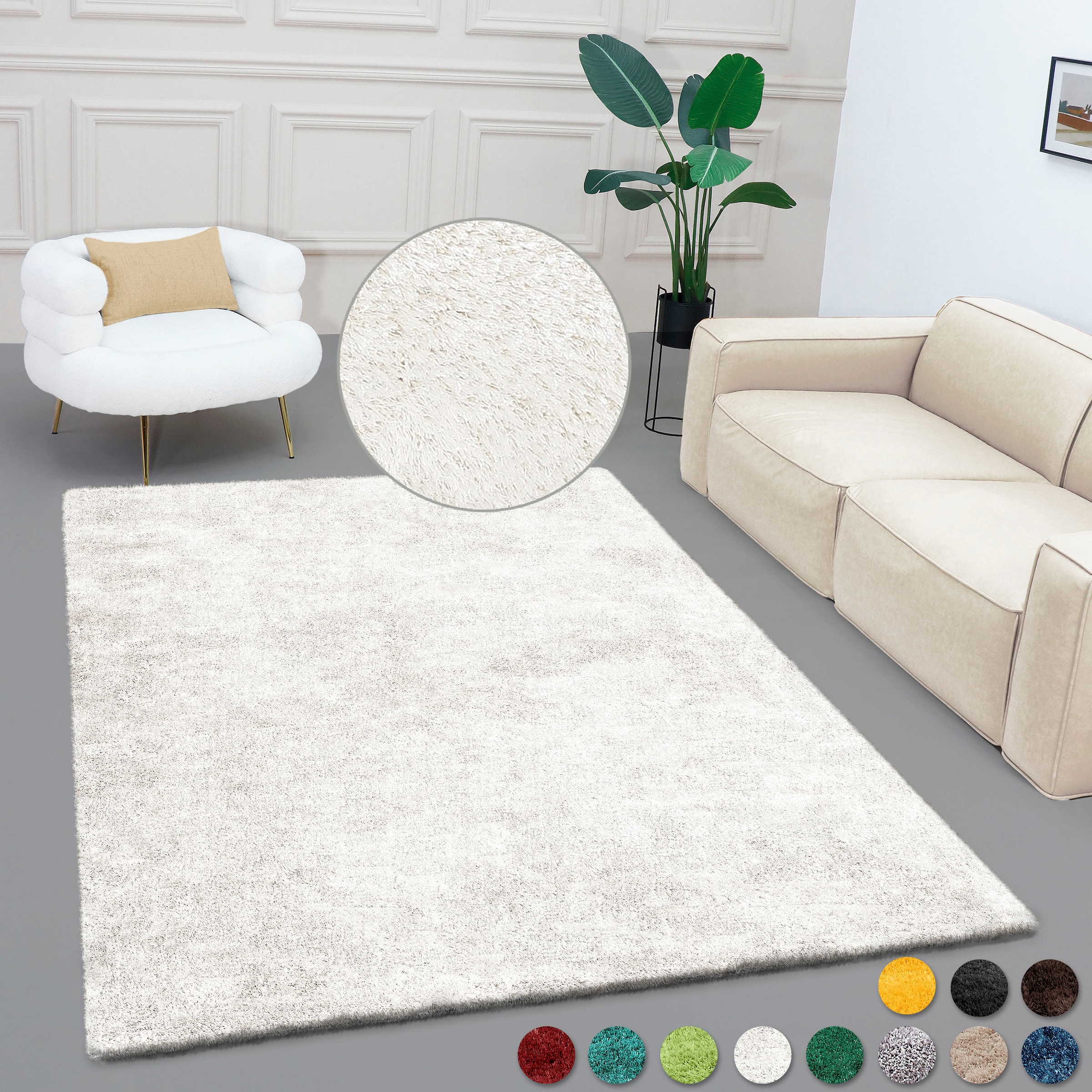 Bruno Banani Teppich »Dana Teppich, besonders weich und kuschelig, Kundenliebling«, rechteckig, 30 mm Höhe, uni, Mikrofaser Teppiche, Wohnzimmer, Schlafzimmer, Esszimmer