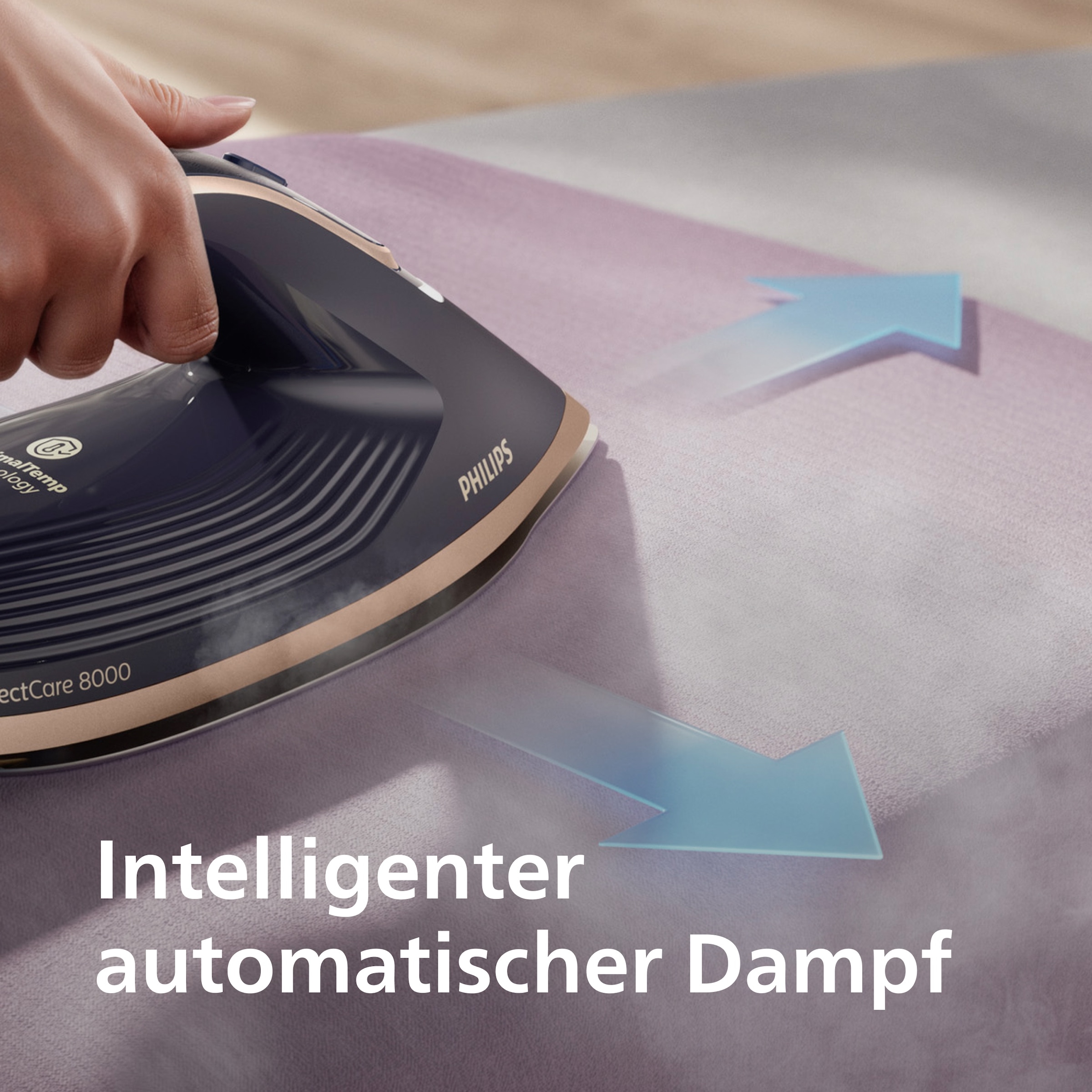 Philips Dampfbügelstation »PerfectCare 8000 Series PSG8300/20, Dunkelblau/Gold« 1,4 ml Wassertank 3.120 Watt, OptimalTemp & TurboPower-Dampfmotor, 850 gr Dampfstoß
