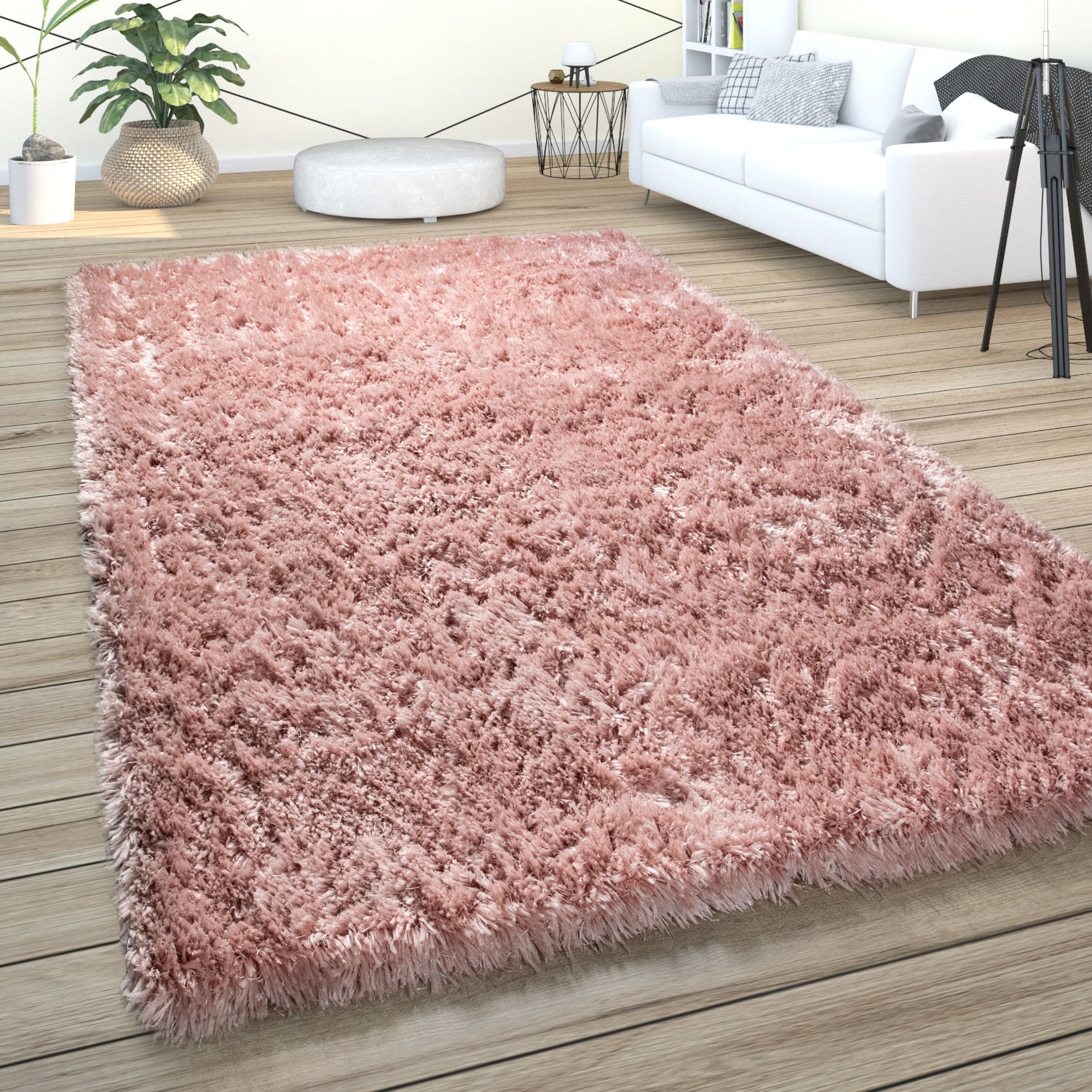 Paco Home Hochflor-Teppich »Akumal 930«, rechteckig, 60 mm Höhe, Shaggy, besonders weich durch Softgarn, Uni-Farben