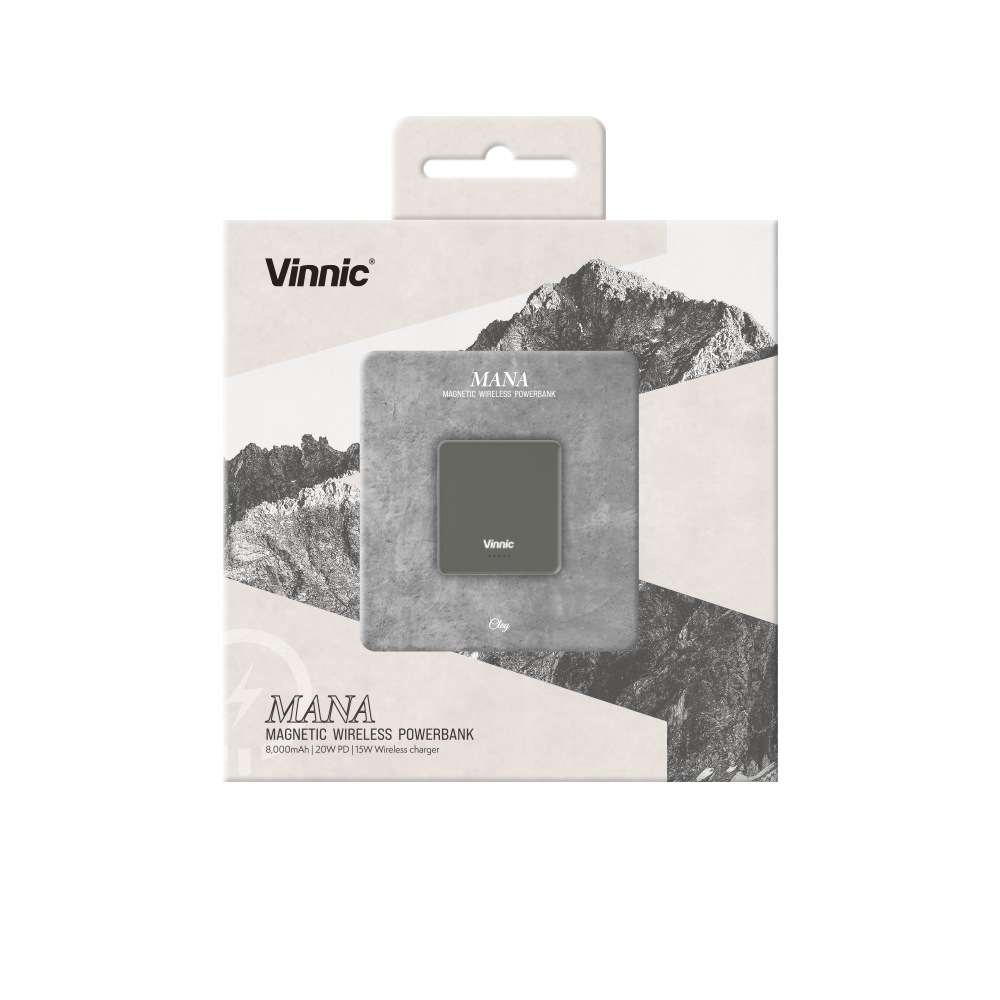 Vinnic Powerbank »MANA Magnetic Wireless Powerbank 8.000mAh«, Vinnic MANA Magnetic Wireless Powerbank 8.000mAh,clay