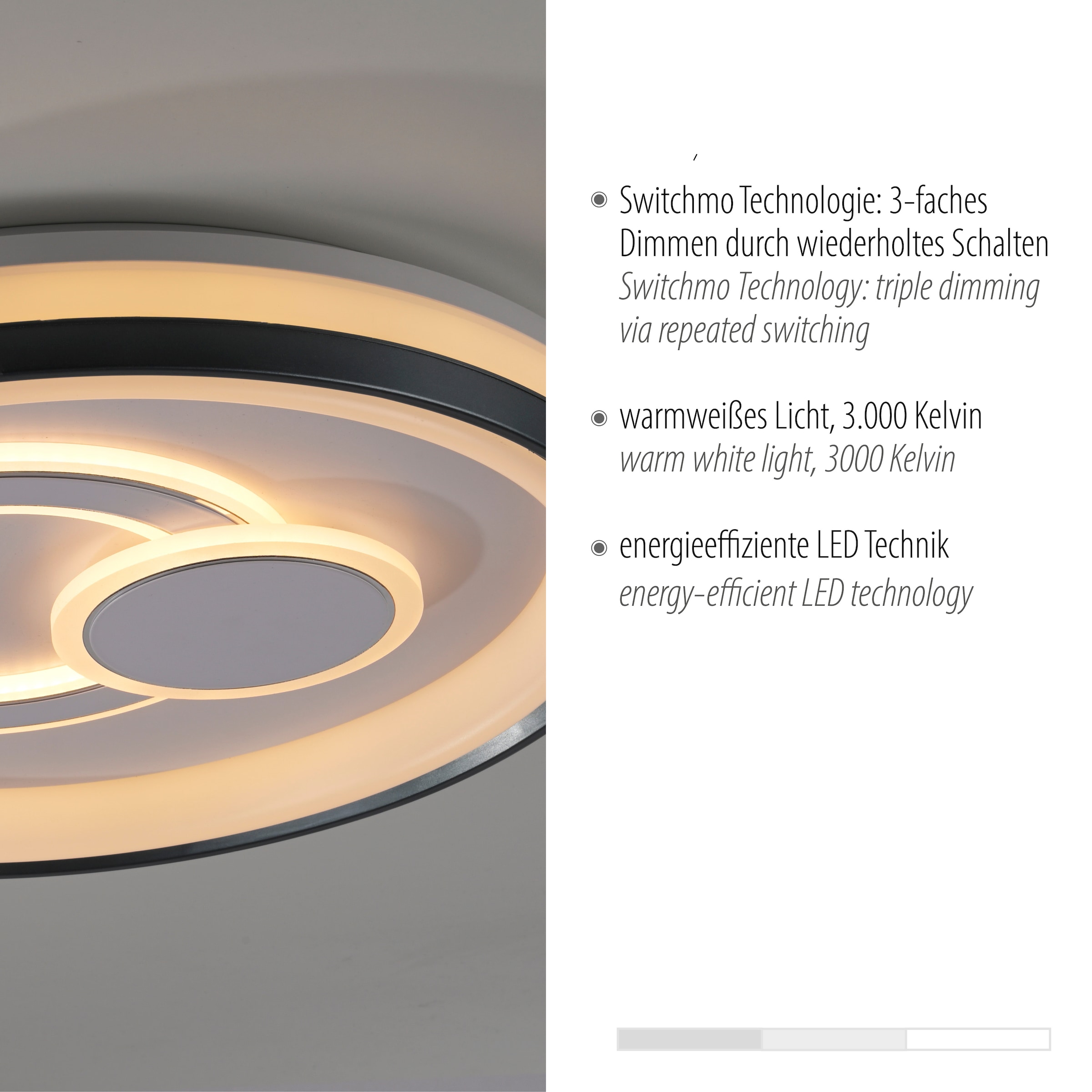 JUST LIGHT Deckenleuchte »MINELLI« LED-Board 1 Stk. Warmweiß LED, dimmbar, Switchmo