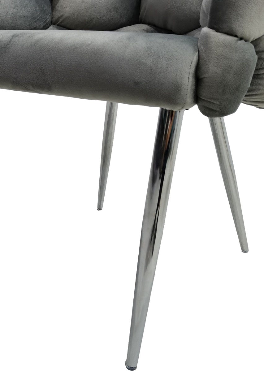 Kayoom Polsterstuhl »Stuhl Grace 125 2er-Set, Gestell aus Eisen, bequem gepolstert«, (Set), 2 St., Graziöses Design, absolutes Eye-Catcher, geflochtener Rücken