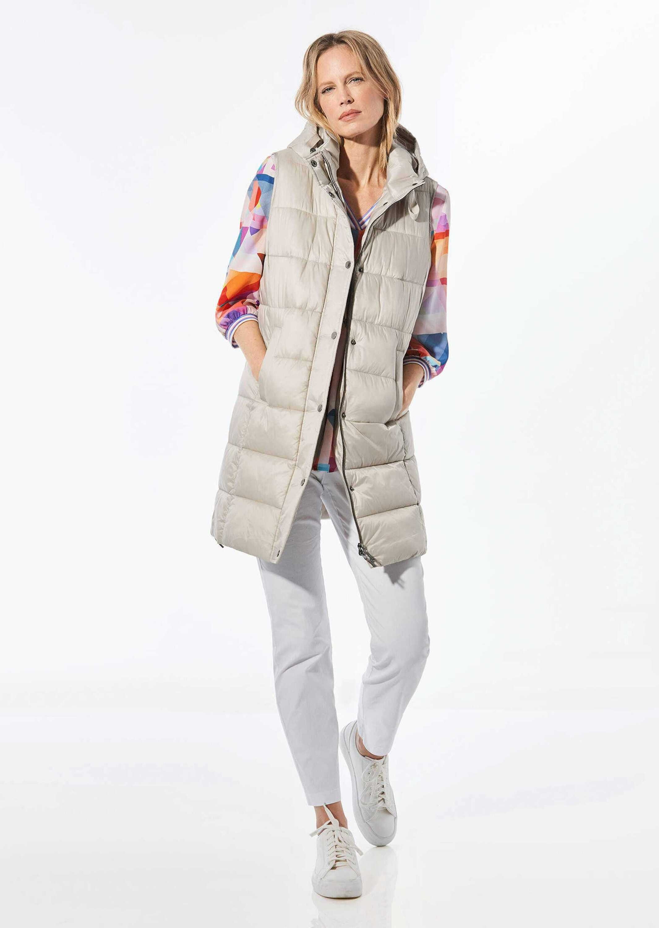 GOLDNER Kurzweste »Kurzgröße Lange Steppweste mit Kapuze«