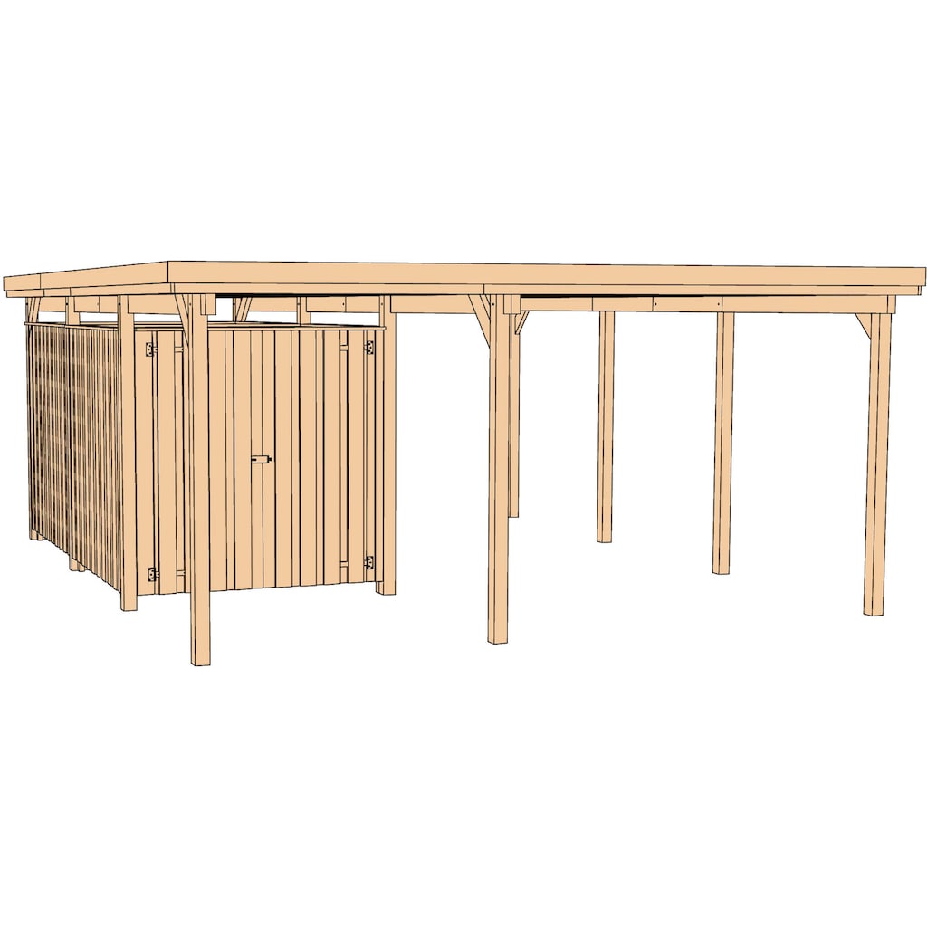 weka Einzelcarport »607 Gr.1«, Holz, 270 cm, braun, inkl. Geräteraum