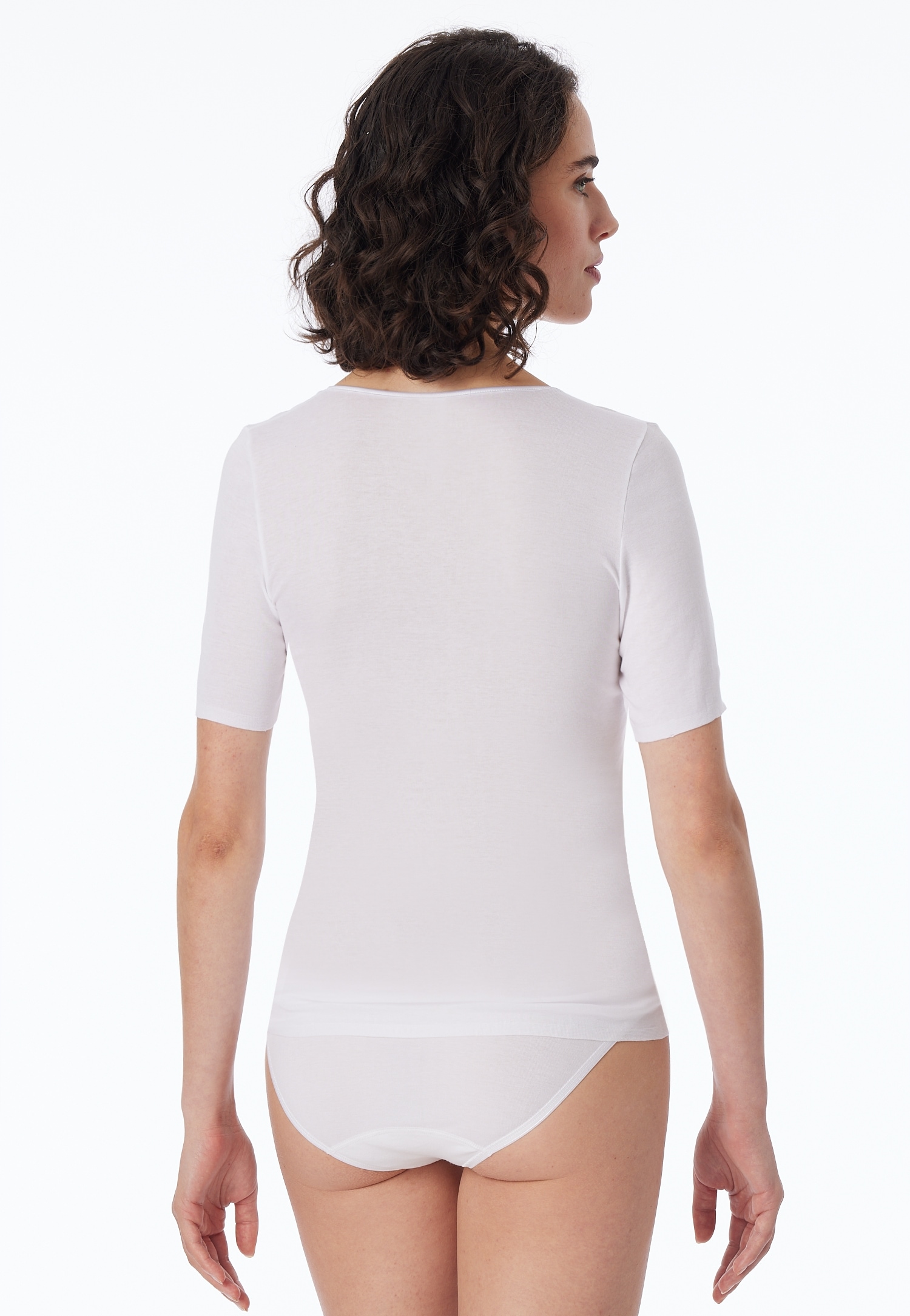 Schiesser Kurzarmshirt »Luxury« Rundhals-Ausschnitt, 1/2-Arm, Baumwolle, ohne störende Seitennähte