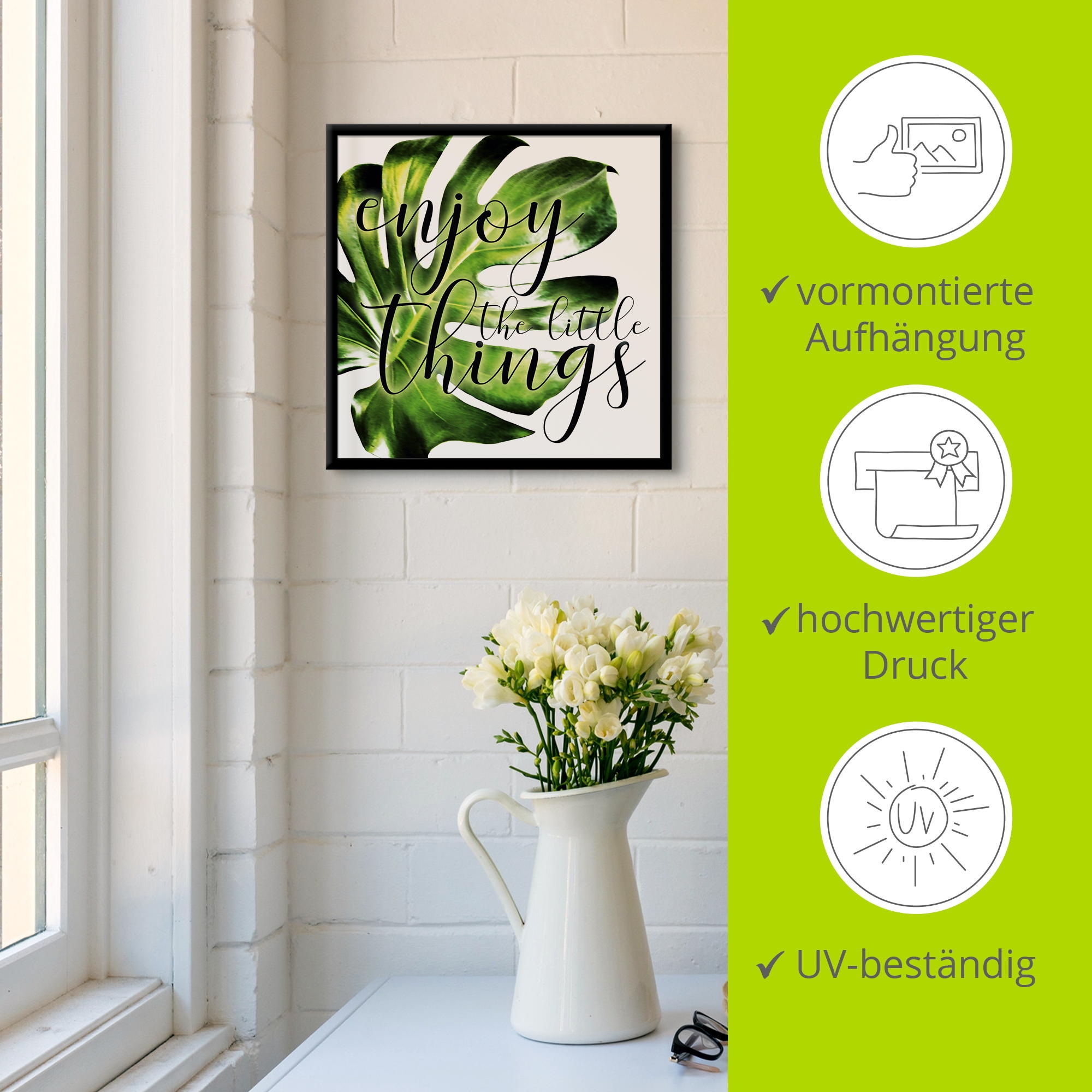 Artland Wandbild »Genieße die kleinen Dinge«, Sprüche & Texte, (1 St.)