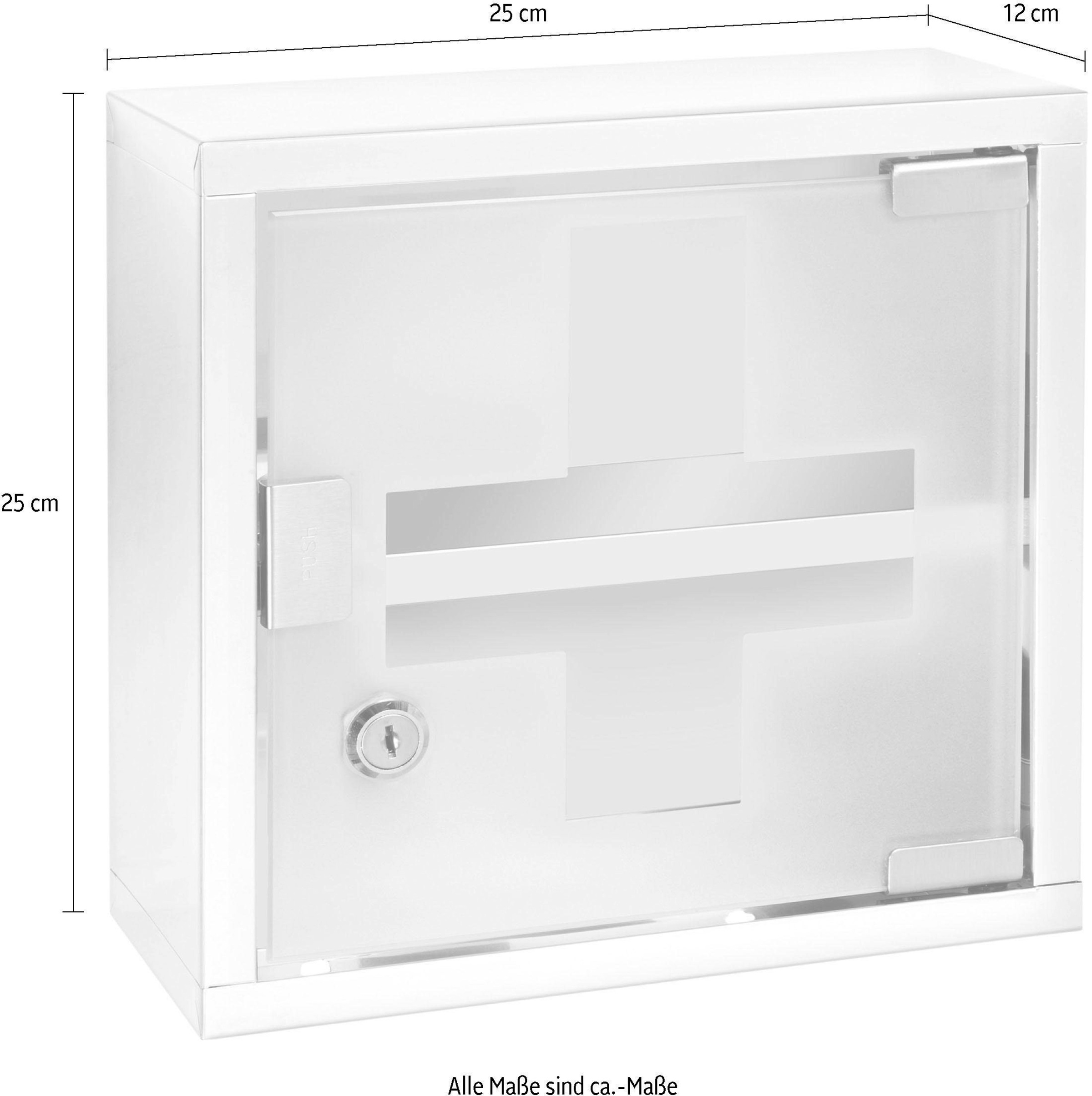 WENKO Medizinschrank, Edelstahl und satiniertes Sicherheitsglas, 25 x 25 cm