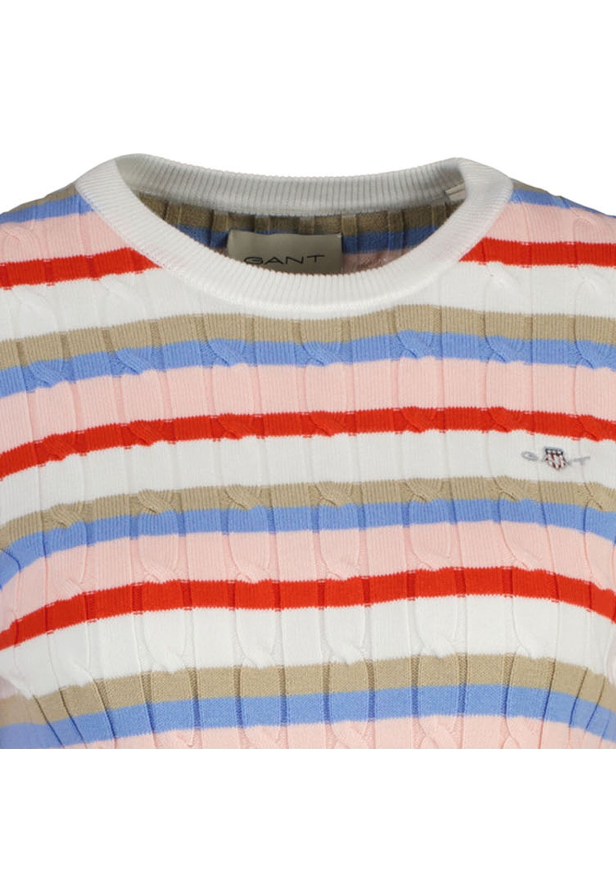 Gant Sweater »Strickpullover STRETCH COTTON CABLE STRIPE C-NECK«
