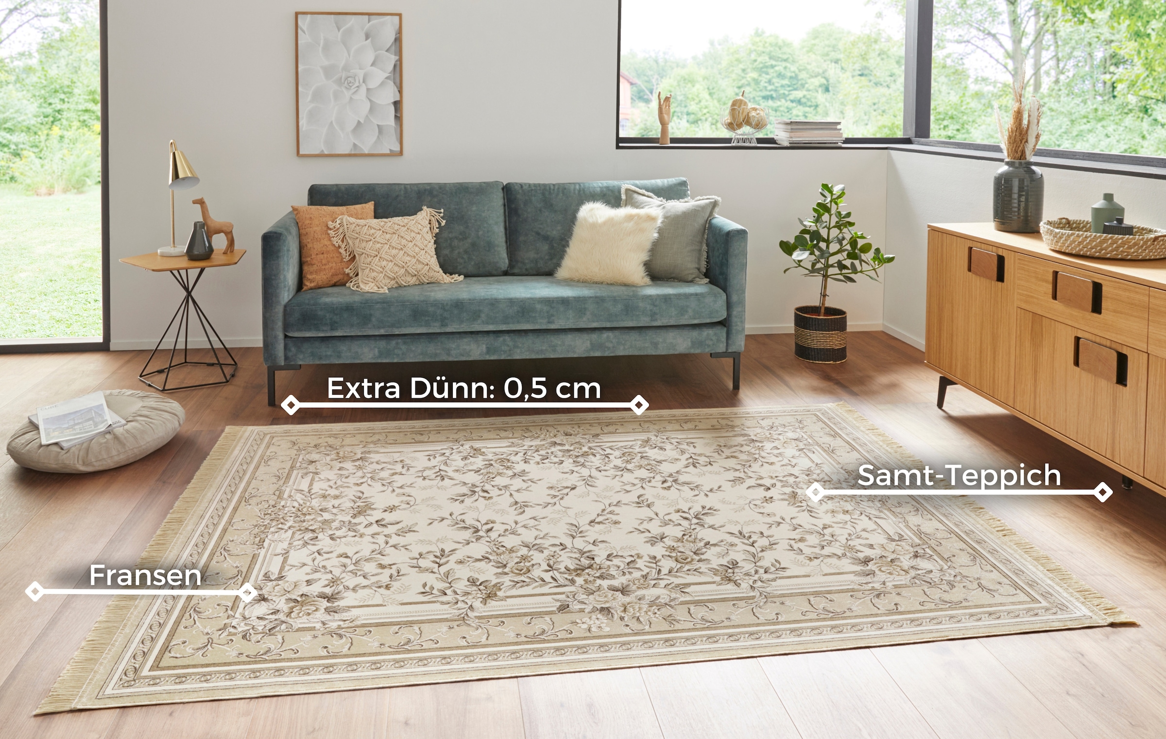 HANSE Home Teppich »Antik Flowers« rechteckig 5 mm Höhe Orientalisch mit Fransen, Orient, Wohnzimmer, Schlafzimmer, Esszimmer