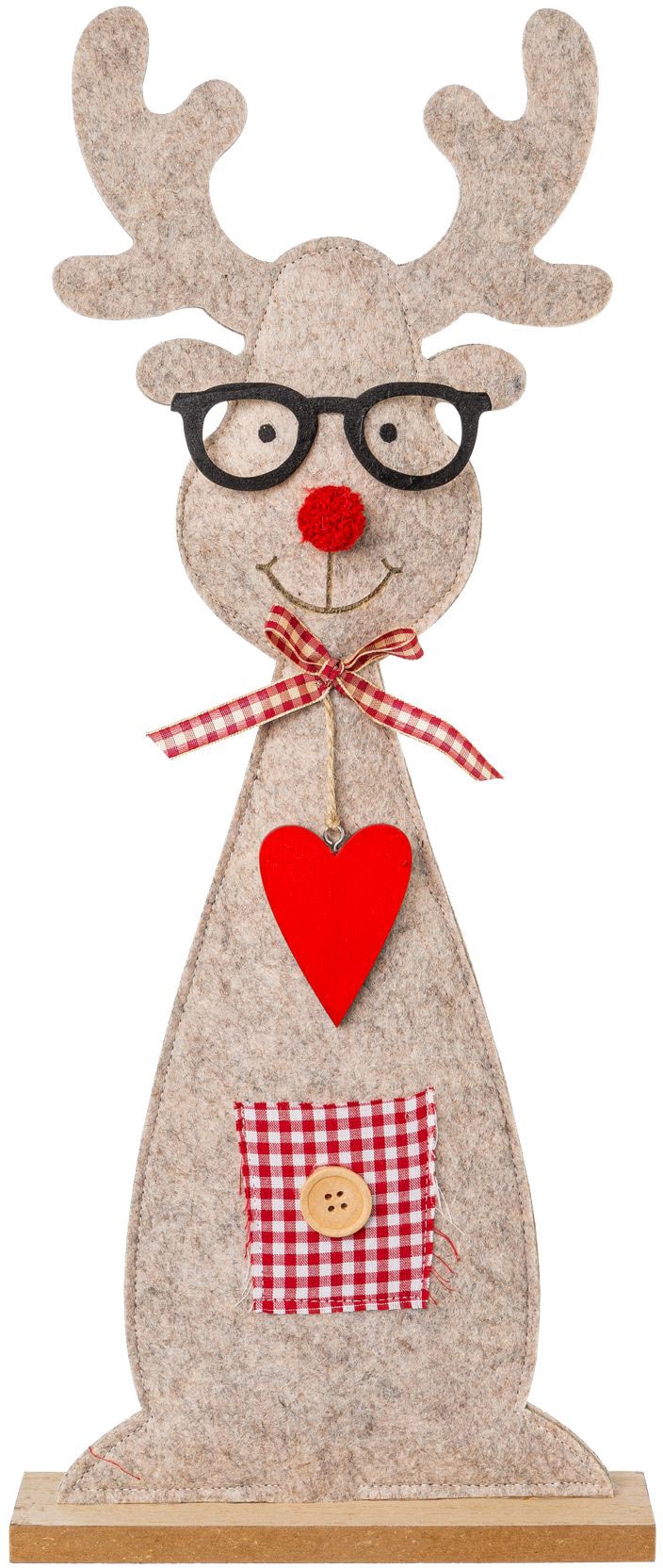 Creativ deco Weihnachtsfigur »Weihnachtsdeko«, Hirsch aus Filz mit niedlicher Brille
