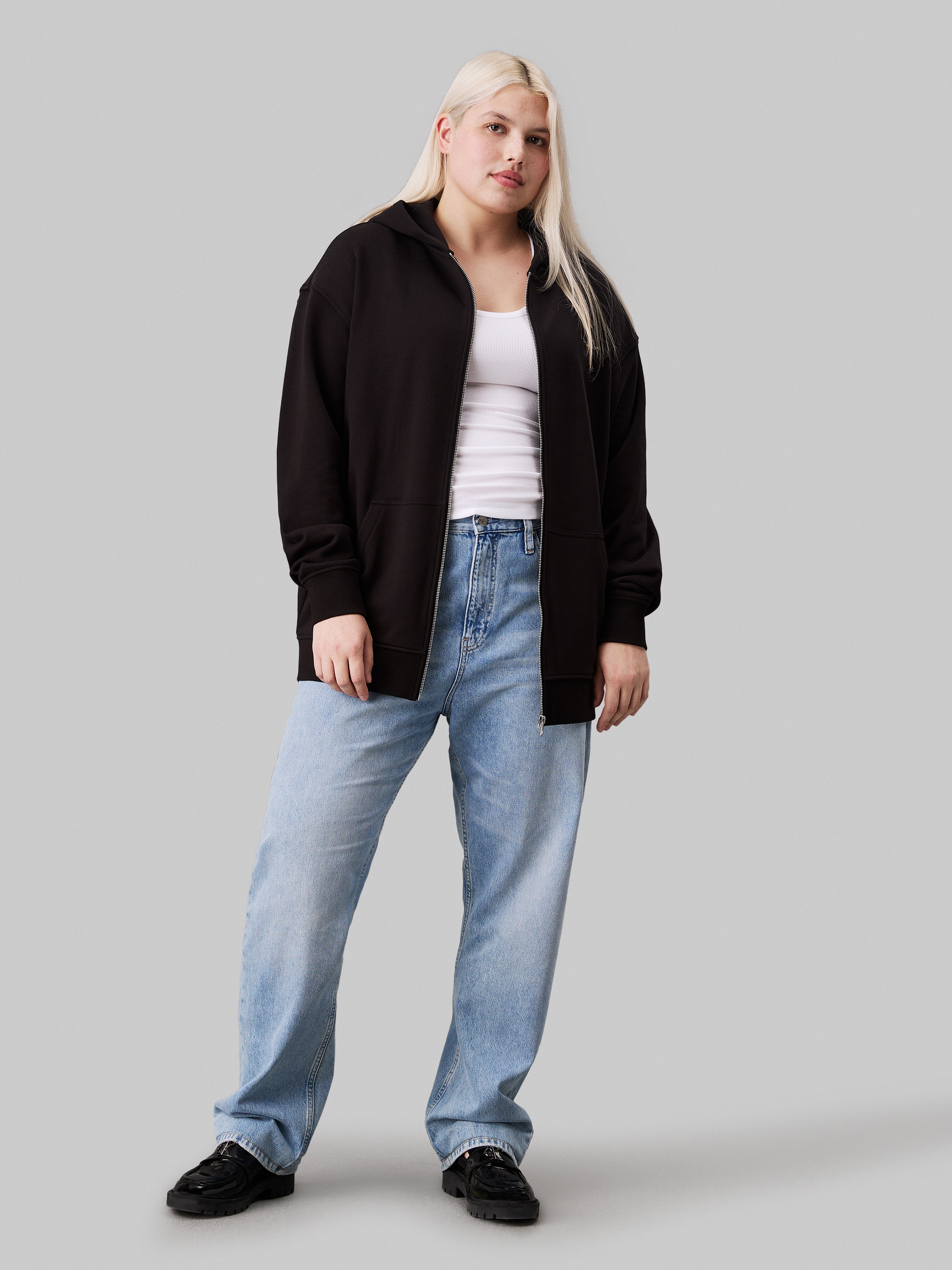 Calvin Klein Jeans Plus Sweatjacke »PLUS DIFFUSED CK ZIP-THROUGH«, in Großen Größen mit Backprint
