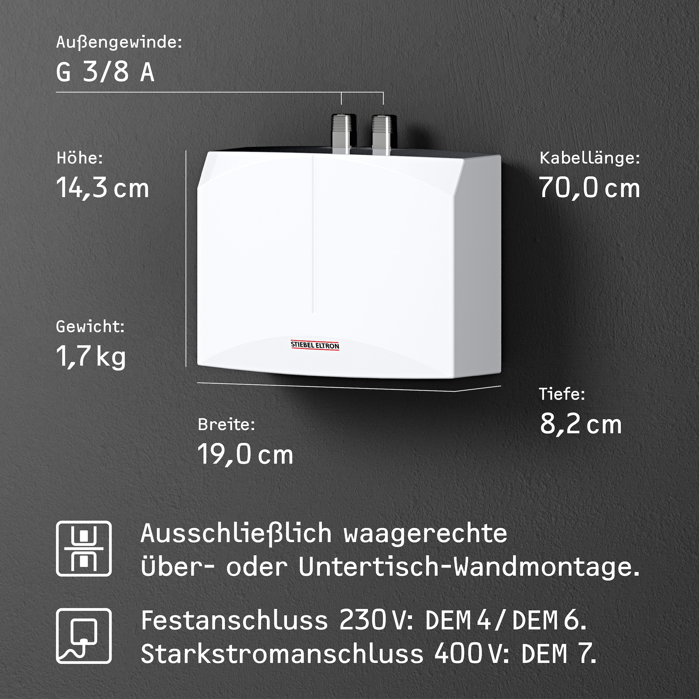 STIEBEL ELTRON Klein-Durchlauferhitzer »DEM 6«, elektronisch, für Handwaschbecken, 5,7 kW, Festanschluss 230V