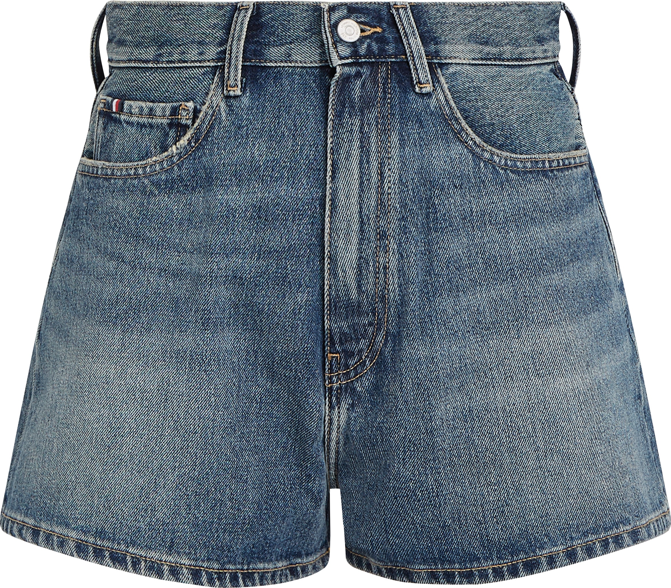Tommy Hilfiger Shorts »DNM MINI FLARE SHORT HW SELI«, mit ausgestellter Beinform