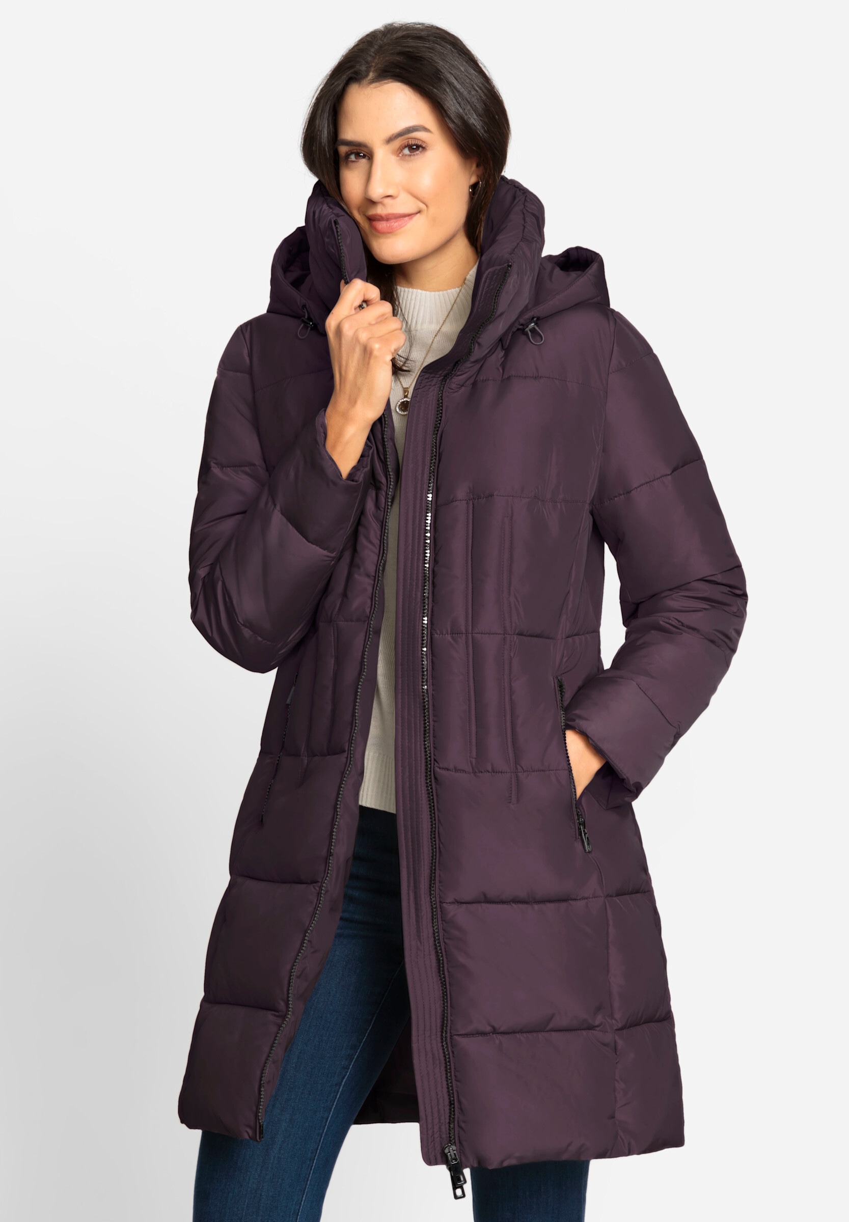 Witt Steppjacke »Steppmantel Steppmantel mit Raffung am Stehkragen« Abnehmbare Kapuze