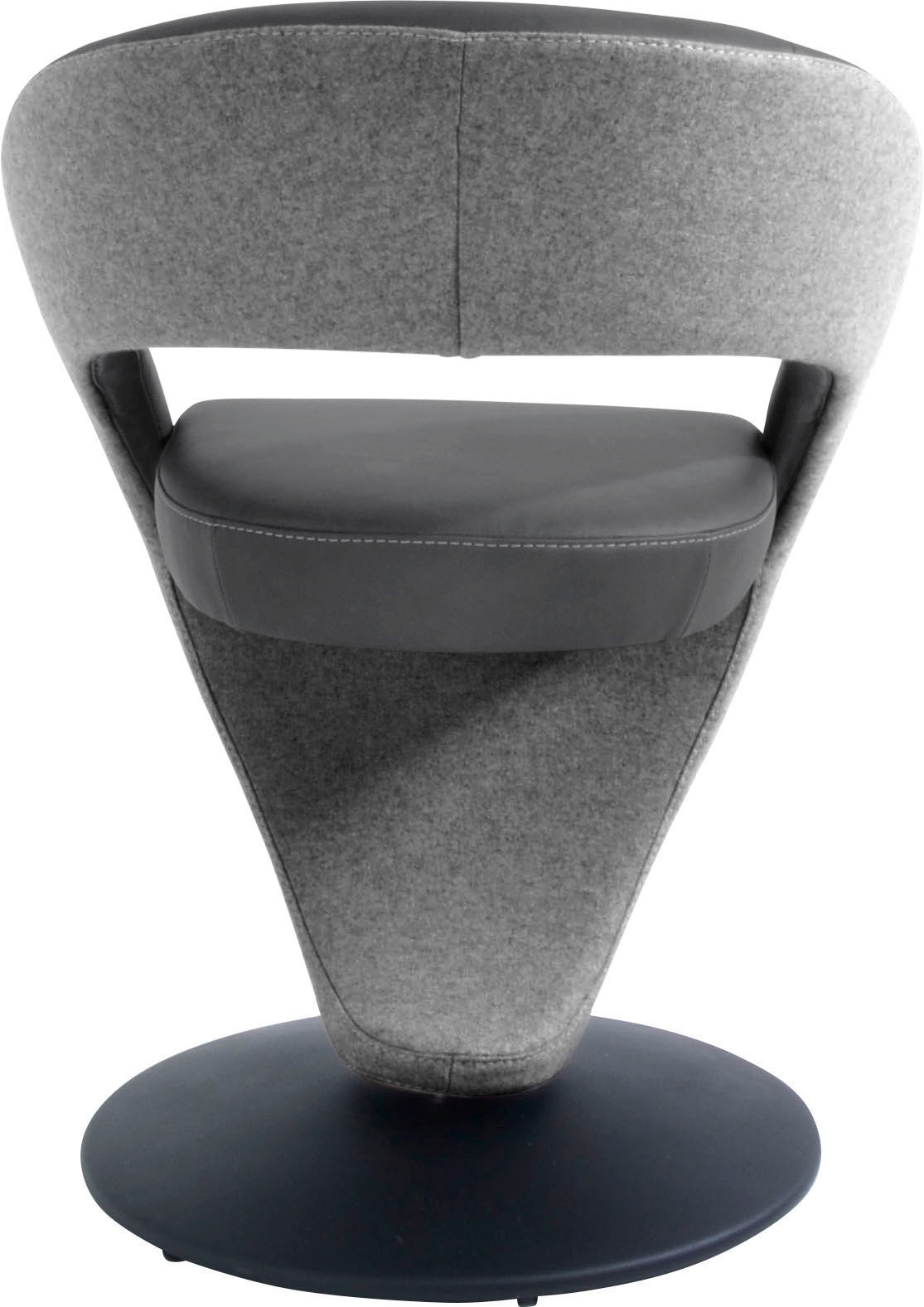 K+W Komfort & Wohnen Drehstuhl »Wave«, Leder CLOUD-Lodenstoff, Design-Drehstuhl, Drehteller in Metall schwarz, Farbkombination