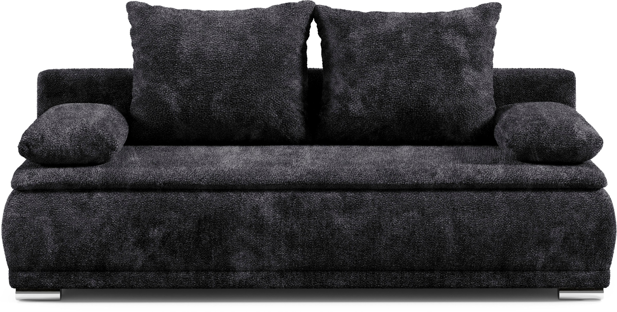 WERK2 Schlafsofa »Biggi komfortabel & elegant, Schlaffunktion, Bettkasten, Breite 206 cm«, inkl. losen Kissen, Bouclé APHRODITE, Anthrazit