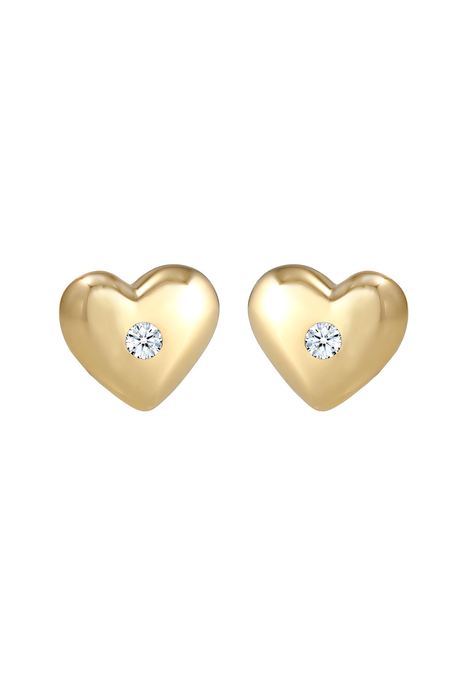 Elli DIAMONDS Paar Ohrstecker »Ohrringe Herz Diamant Weiß Brillantschliff (0.03ct) 585 Gelbgold«