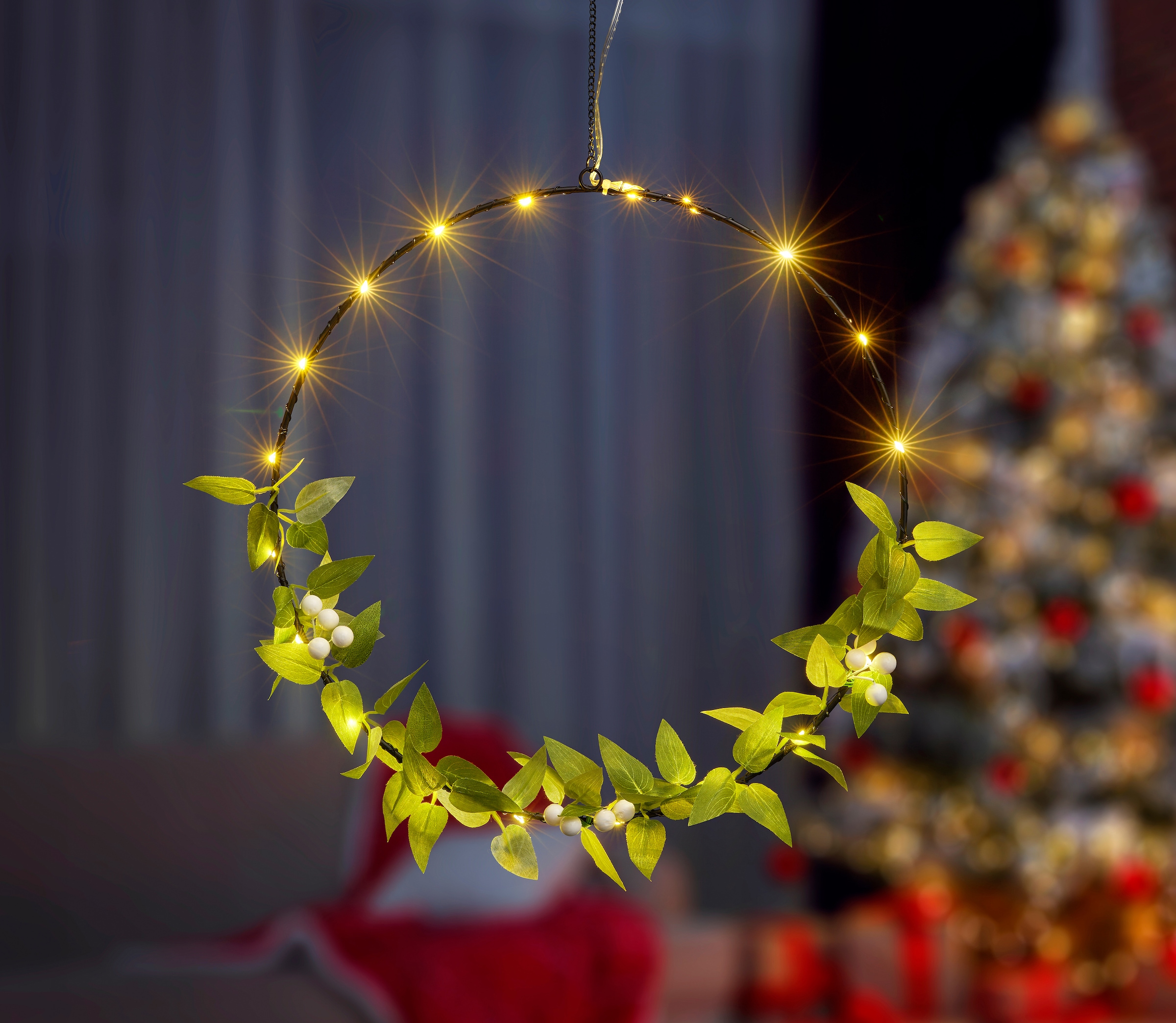 IC Winterworld LED Dekolicht »Weihnachtsdeko«, Beleuchteter Metall-Ring,  mit Blättern beschmückt, Ø ca. 30cm online kaufen | mit 3 Jahren XXL  Garantie