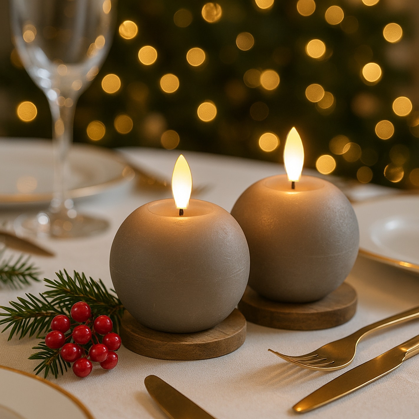 I.GE.A. LED-Kerze »LED Echtwachskerze 2er Set« Mit Timer Flackernd Stumpenkerze Adventskerzen Adventskranz