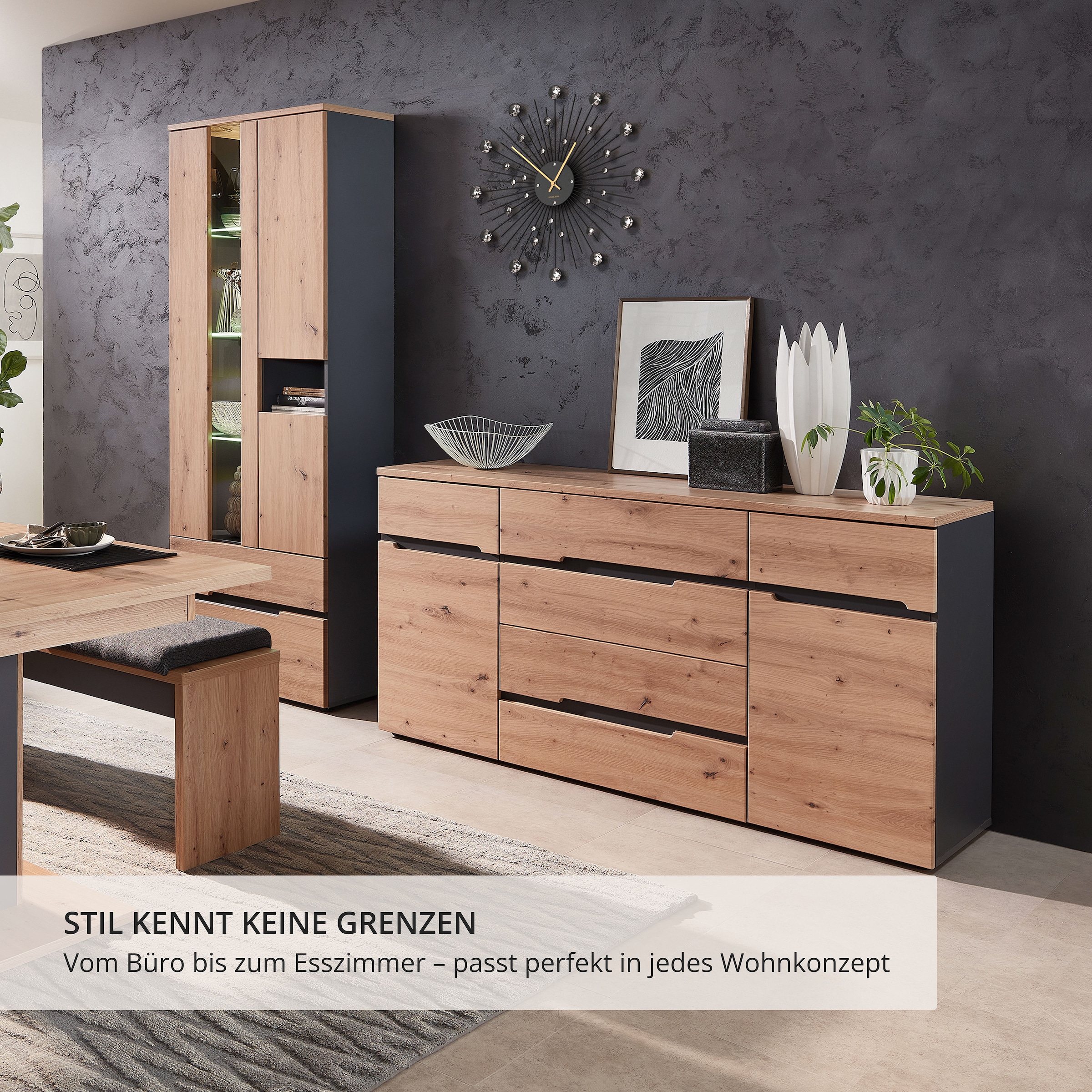 Innostyle Sideboard »MEMPHIS, TOPSELLER!«, (Sideboard, Wohnzimmerschrank), leichte Montage, viel Stauraum