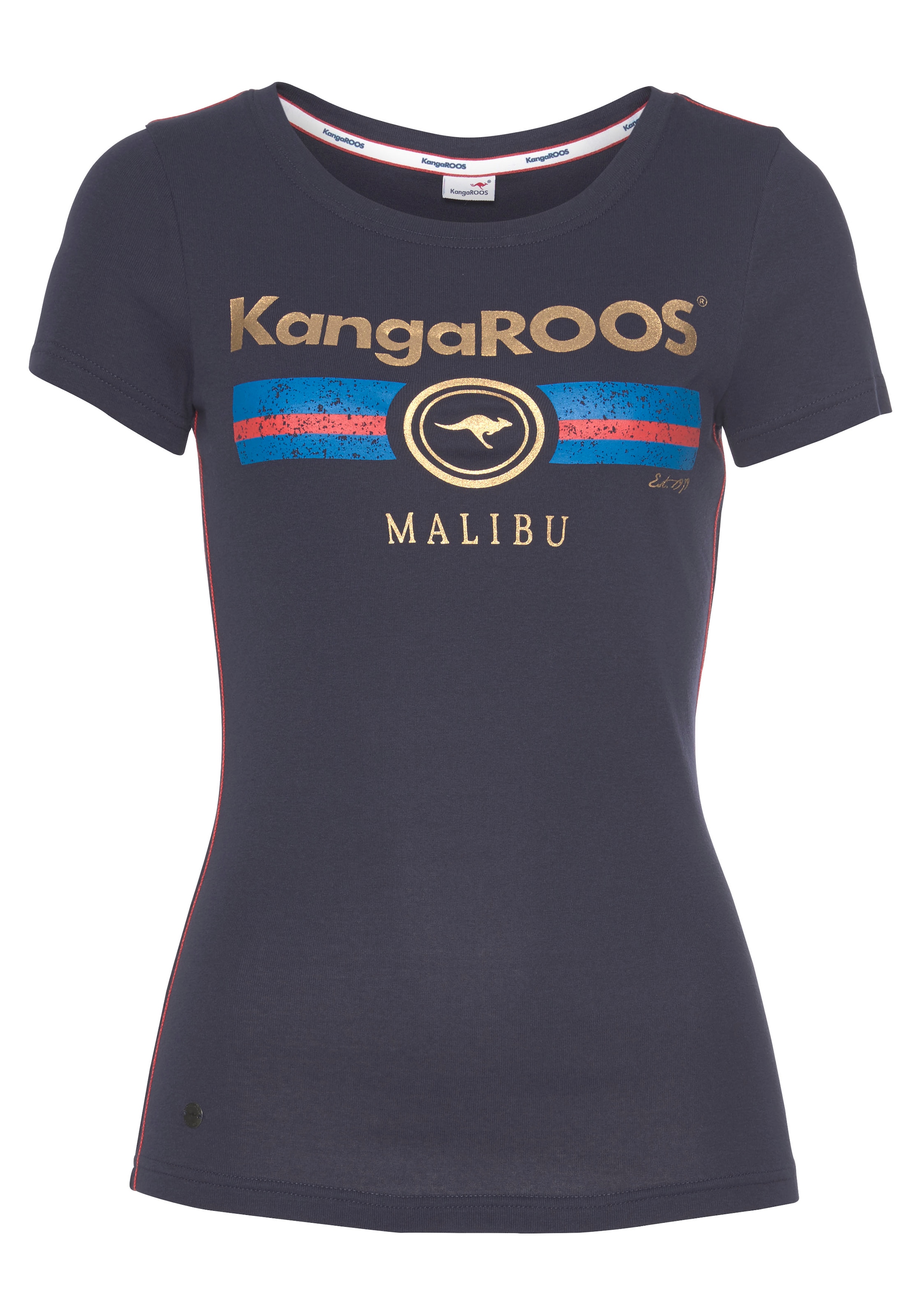 KangaROOS T-Shirt, Kurzarm, unifarben und bedruckt, Rundhalsausschnitt