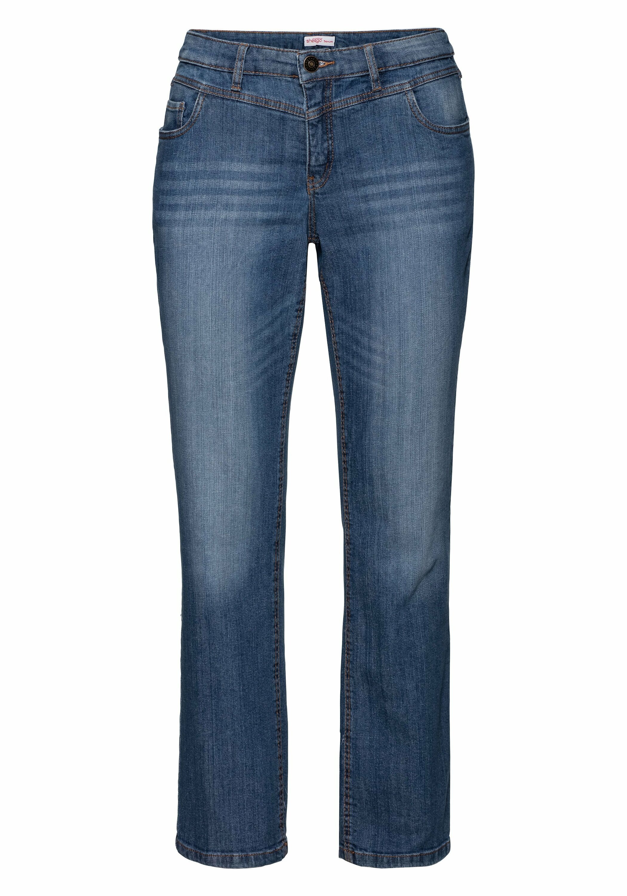 Sheego Stretch-Jeans »Jeans »Die Gerade« mit Used-Effekten«, »Die Gerade« mit Used-Effekten