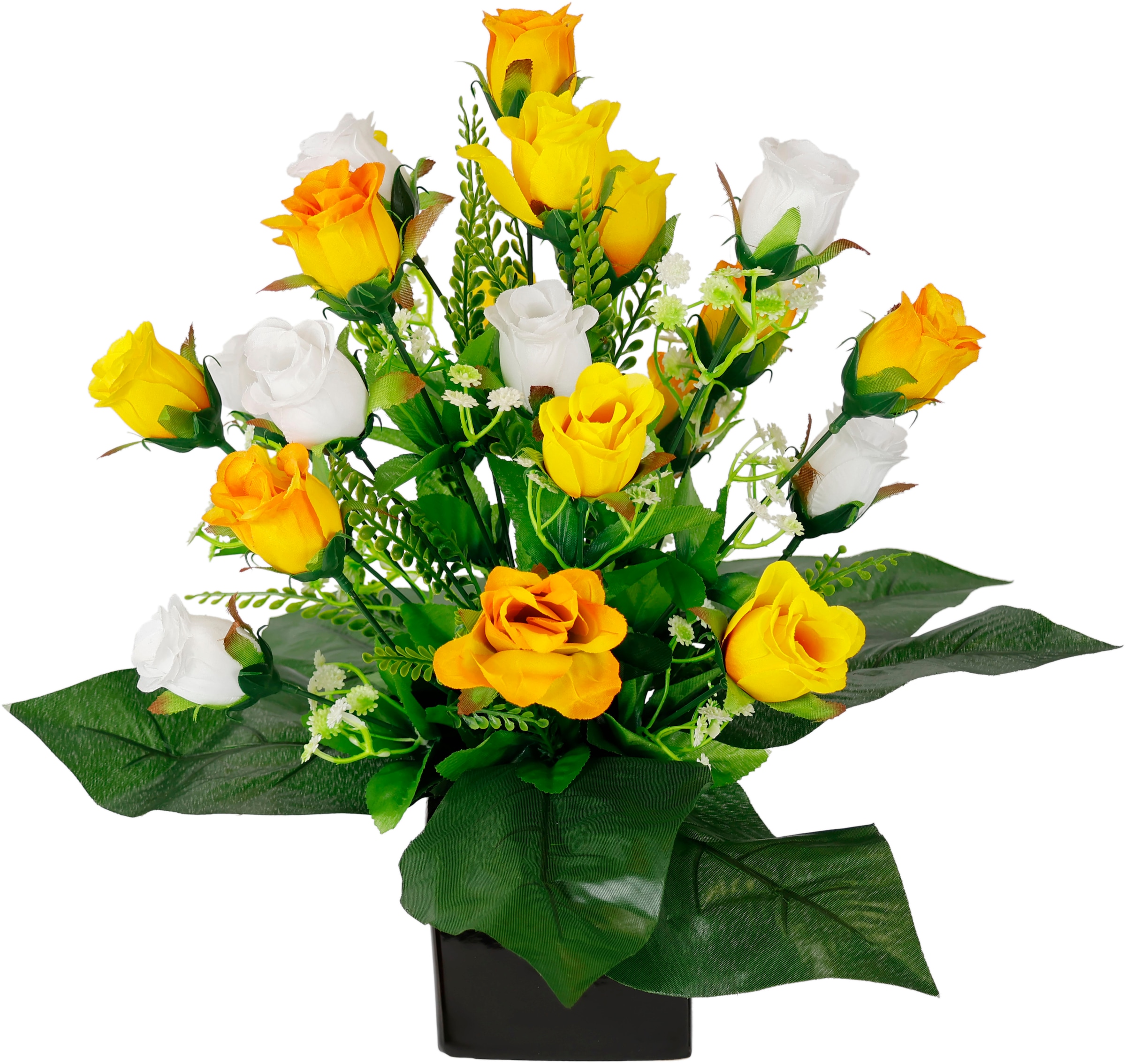 Kunstblume »Rosen-Arrangement im Topf aus Keramik Blumengesteck Dekoblumen«,...