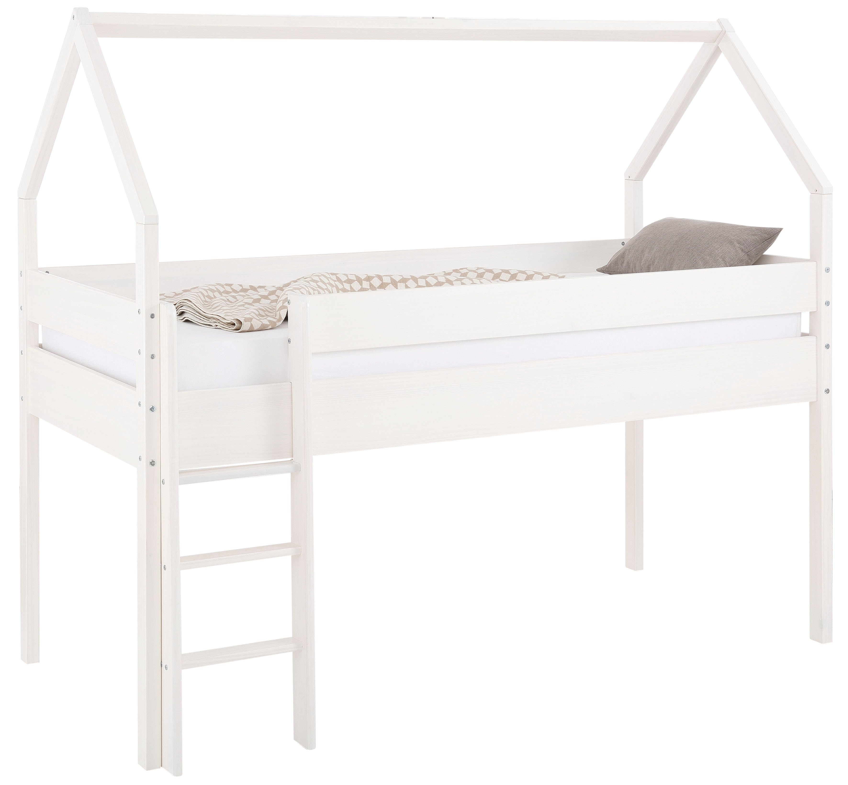 OTTO home Kinderbett "Alpi" aus Kiefernholz, in einer Haus-Optik Form, Liegefläche 90x200 cm