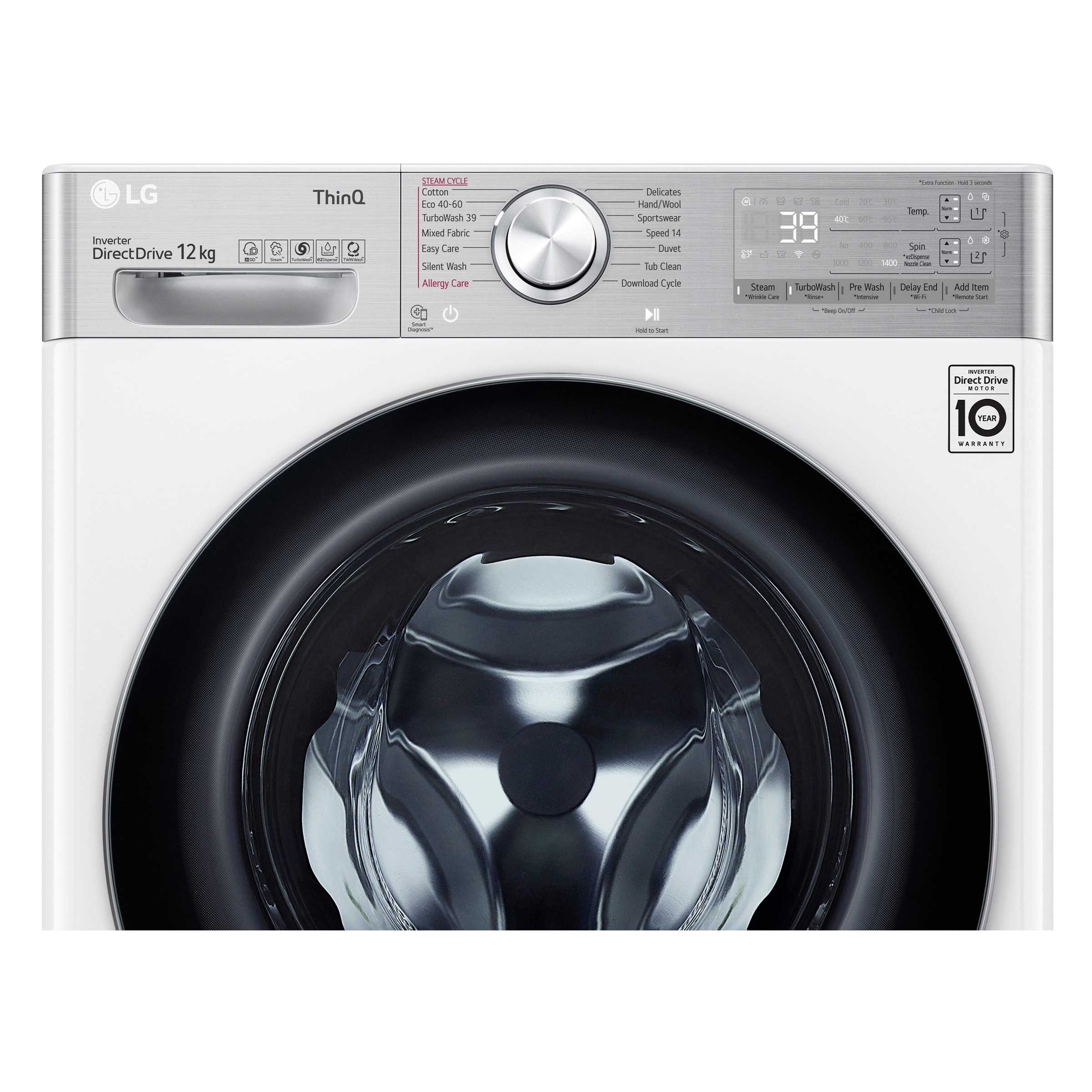 LG Waschmaschine, 12 Garantie Jahren XXL 3 F4WV912AT, U/min 1400 mit kg