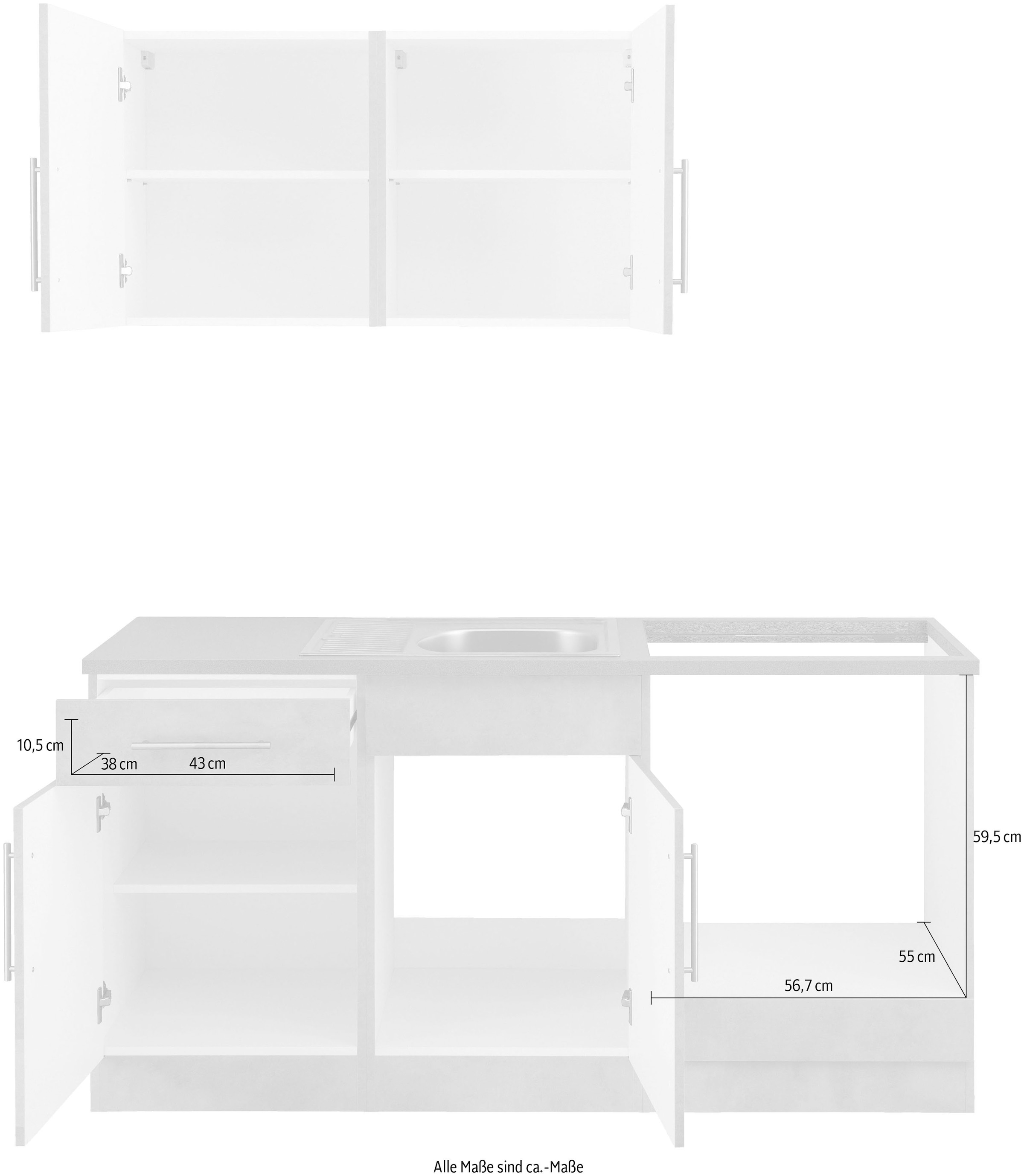 wiho Küchen Küche »Cali, TOPSELLER« wahlweise mit E-Geräten, Breite 160 cm