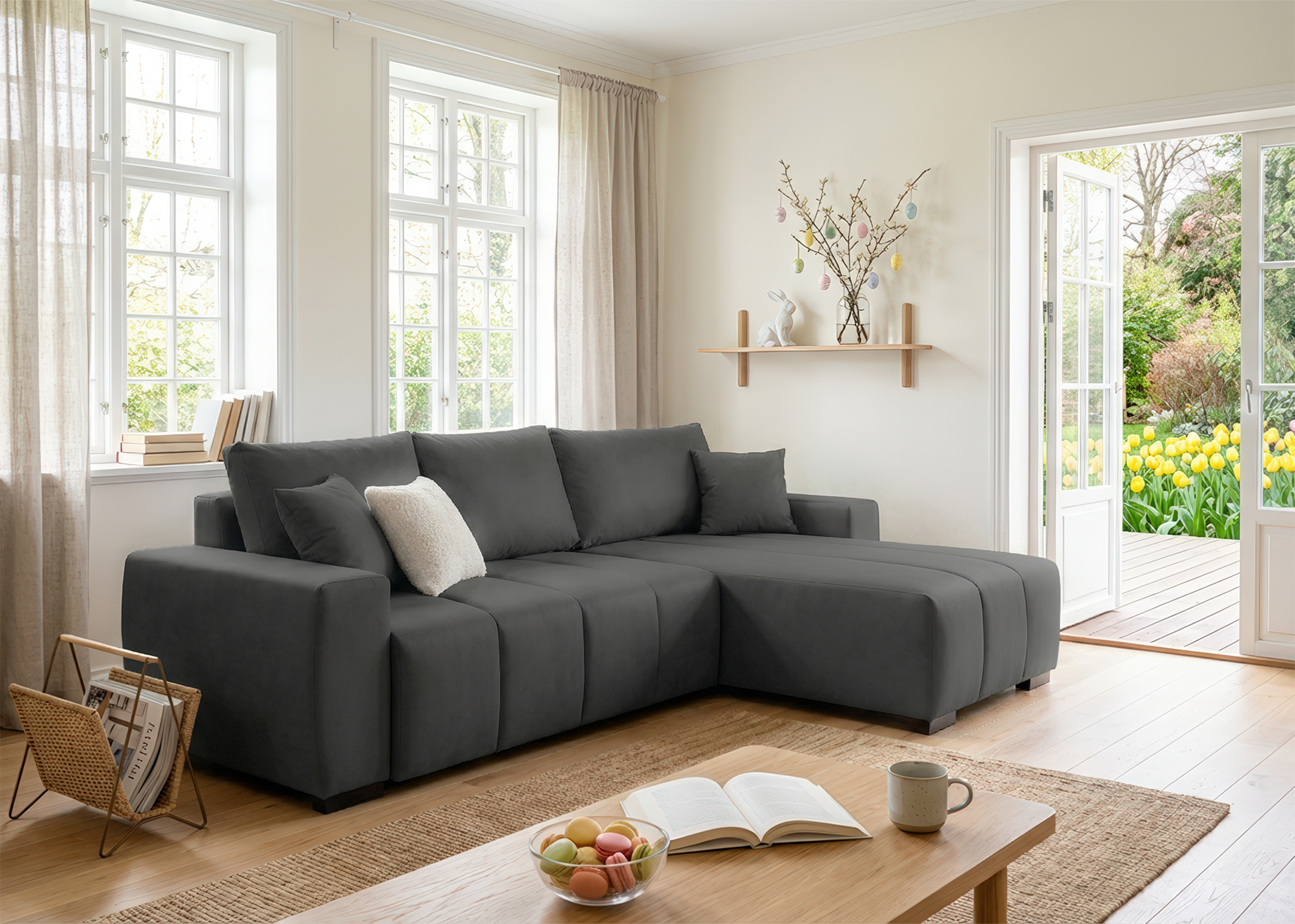 Home affaire Ecksofa »L-Form Bello« mit Bettfunktion, Bettkasten, Frei im Raum stellbar und Federkern