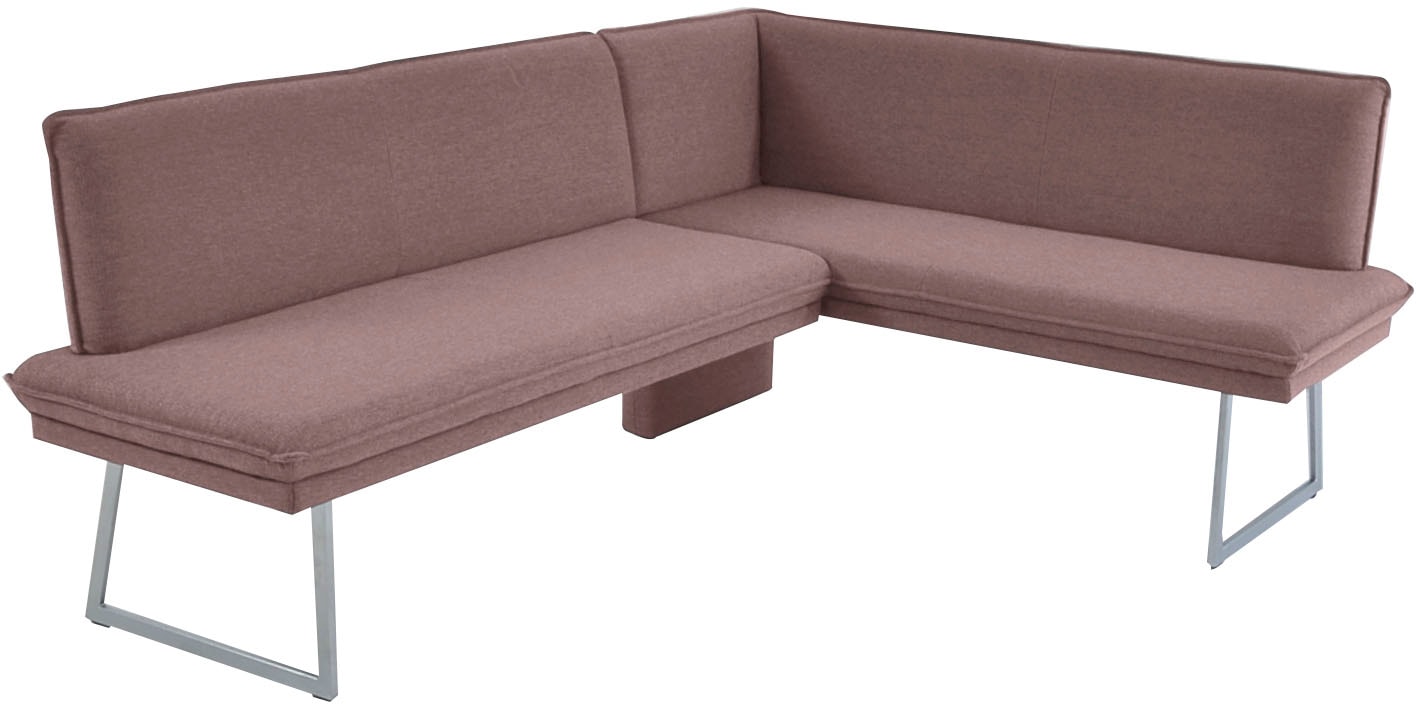 K+W Komfort & Wohnen, Eckbank mit Sattlernaht und schmaler Kufe, langer Schenkel rechts oder links, rose,