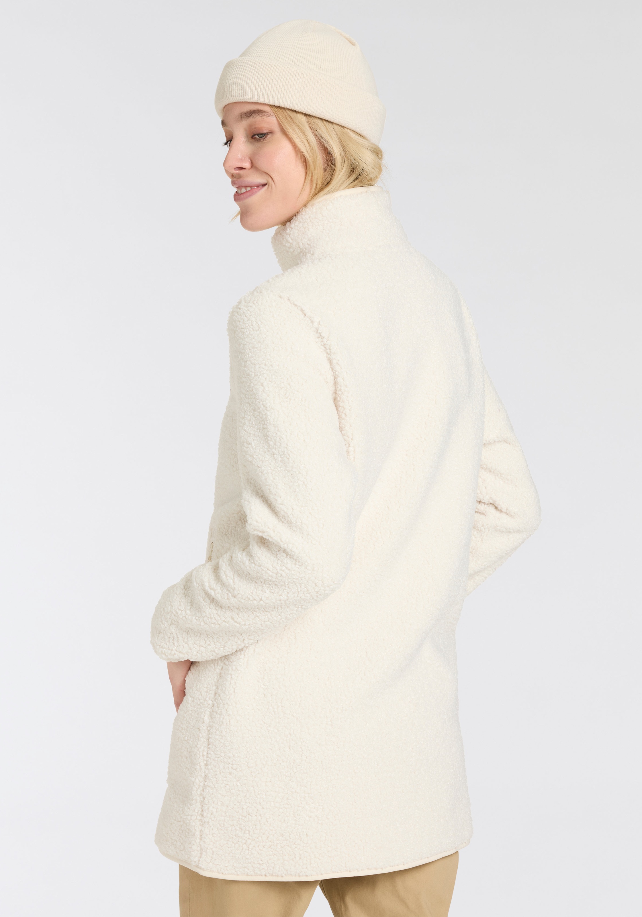 Jack Wolfskin Fleecejacke »HIGH CURL COAT W«, warmer Sherpa Fleecemantel