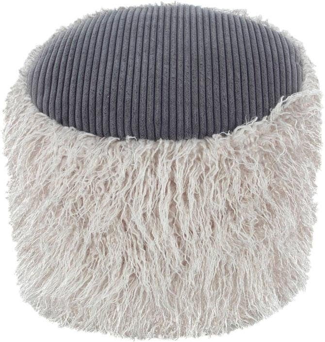 Kayoom Pouf »Fellpouf Bobtail 125, Fellhocker in zweifarbigem Design«, (1 St.), modern, dekorativ, kindersicherer Reißverschluss an der Unterseite