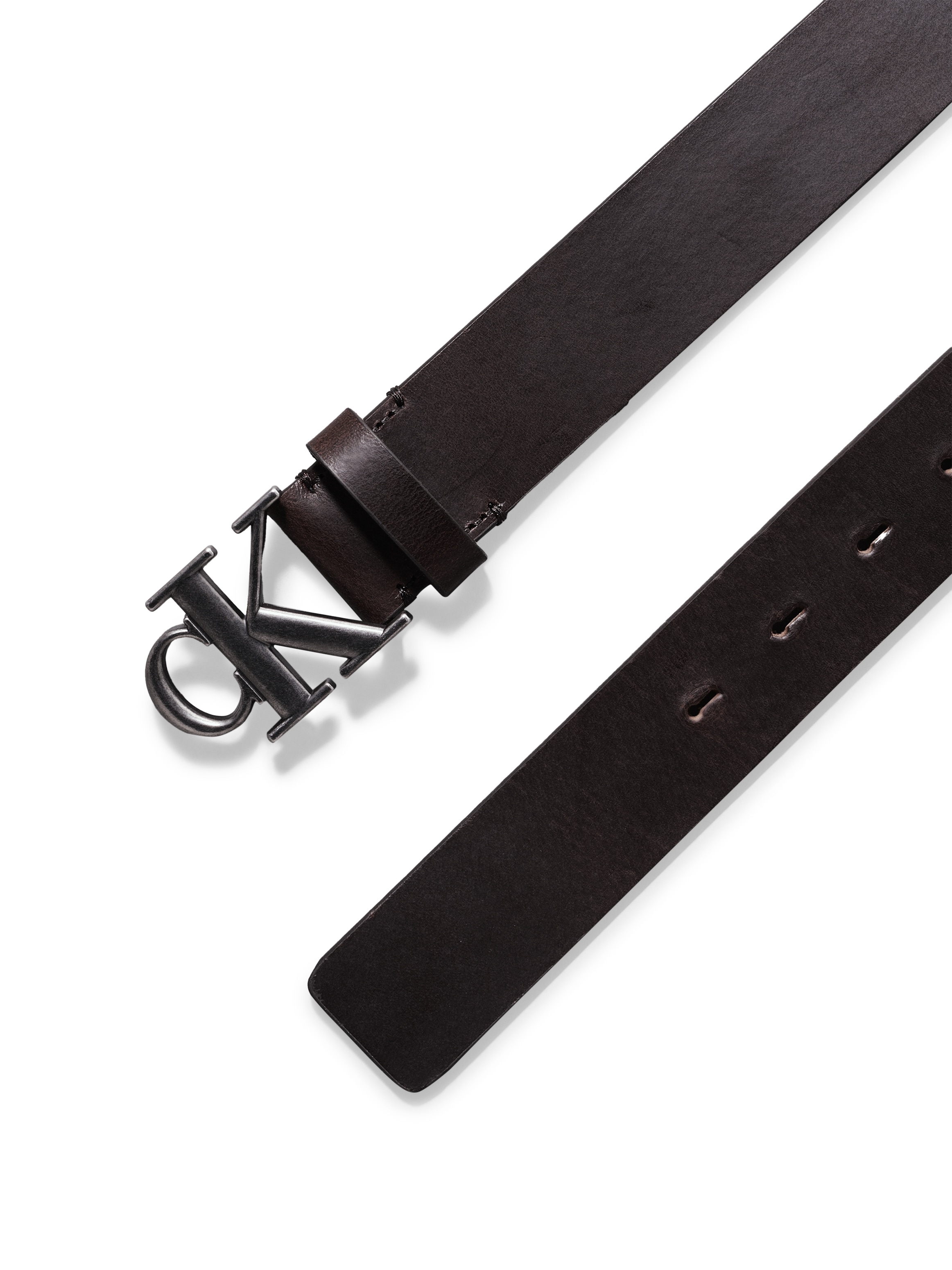 Calvin Klein Jeans Ledergürtel »ROUND MONO PLAQUE LTHR BELT 35MM«, mit CK-Logoschließe