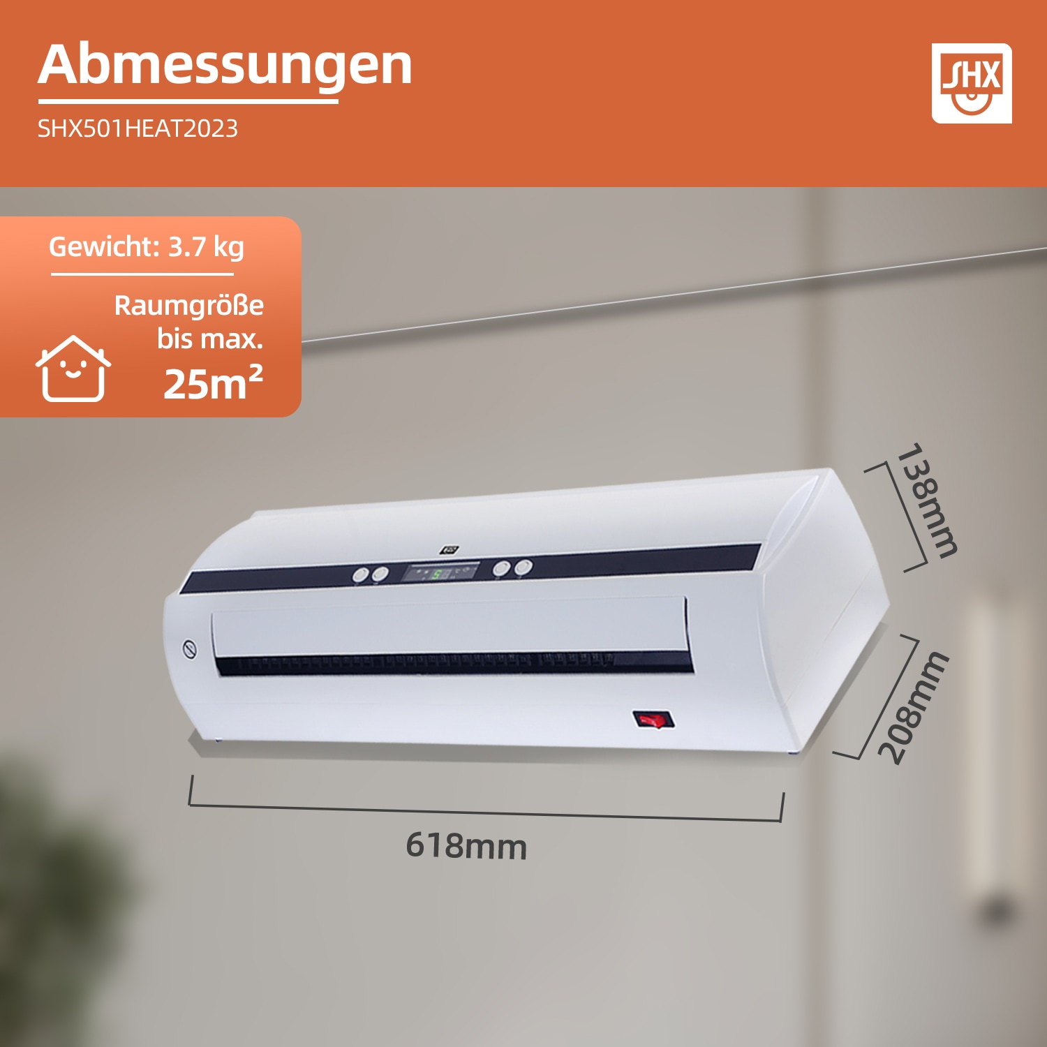 SHX Heizlüfter »SHX501HEAT2023«, 2000 W, PTC-Keramik, Wandmontage, 2000W