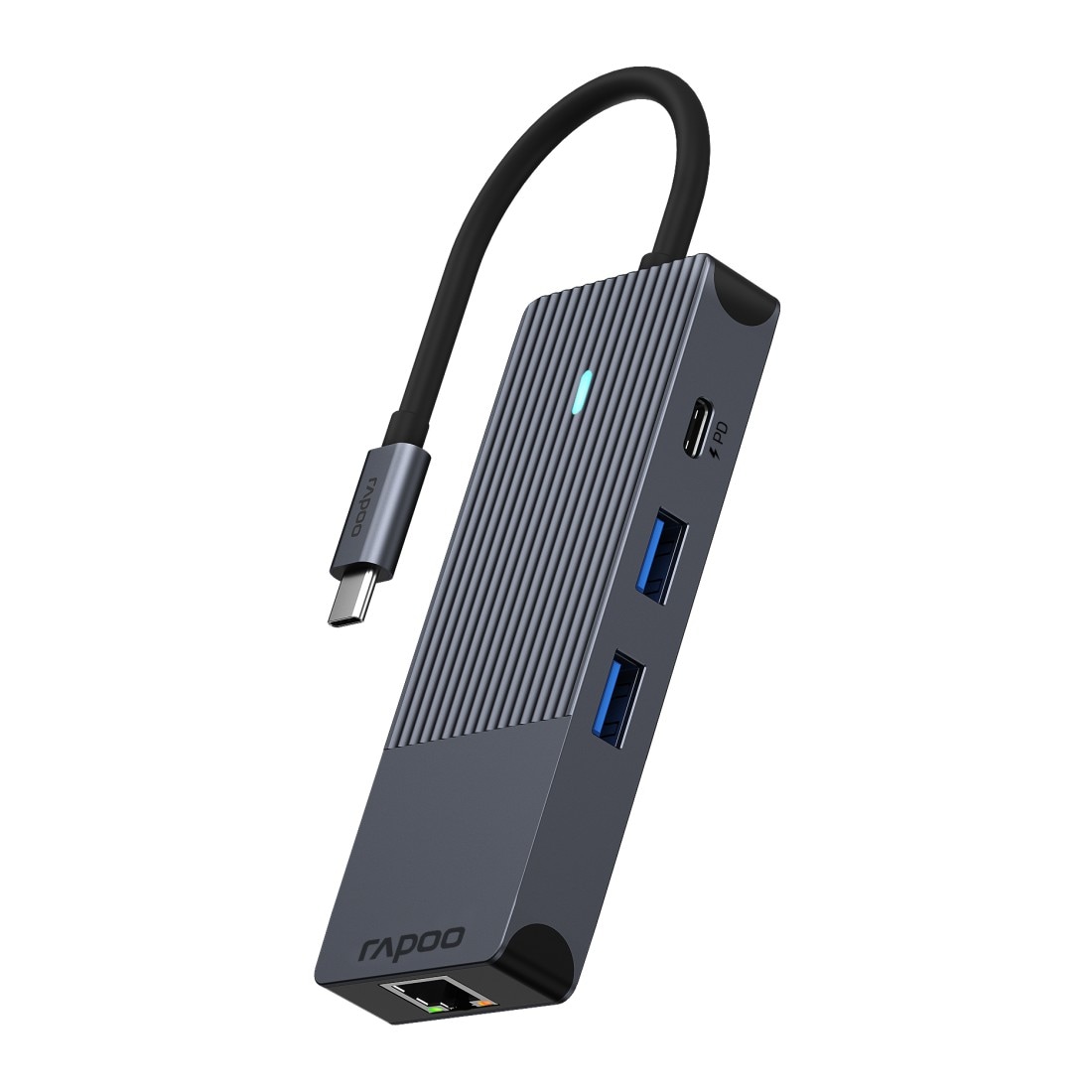 Rapoo USB-Adapter »UCM-2004 USB-C Multiport Adapter, 8in1, Grau«, USB-C zu HDMI-USB 3.0 Typ A-RJ-45 (Ethernet)-SD-Card-MicroSD-Card, 18 cm