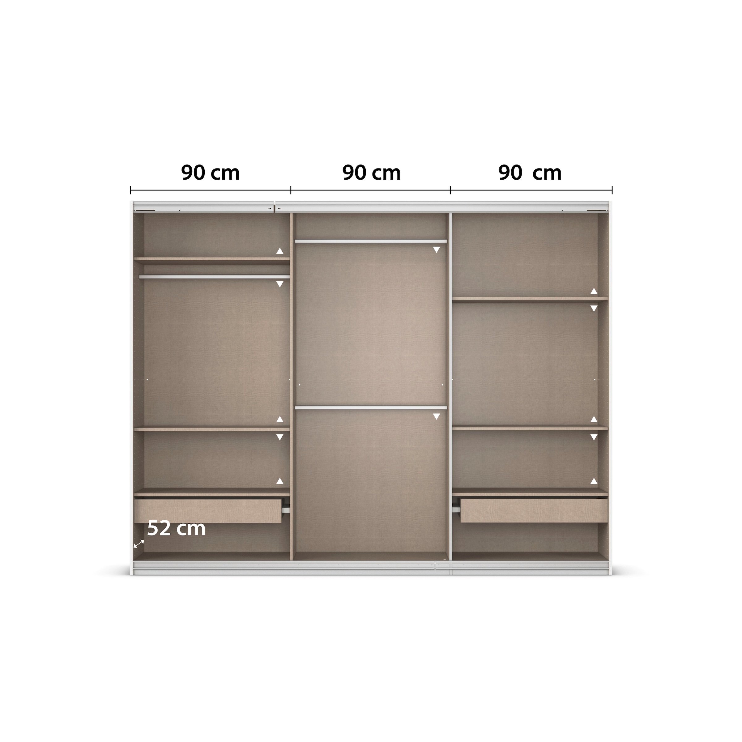 rauch Kleiderschrank »Schwebetürenschrank Garderobe Schrank TOP ANGEBOT Avola«, (in 3 verschiedenen Ausstattungen BASIC/CLASSIC/PREMIUM), mit eleganten Zierleisten in Chrom, Schwarz oder Weiß MADE IN GERMANY