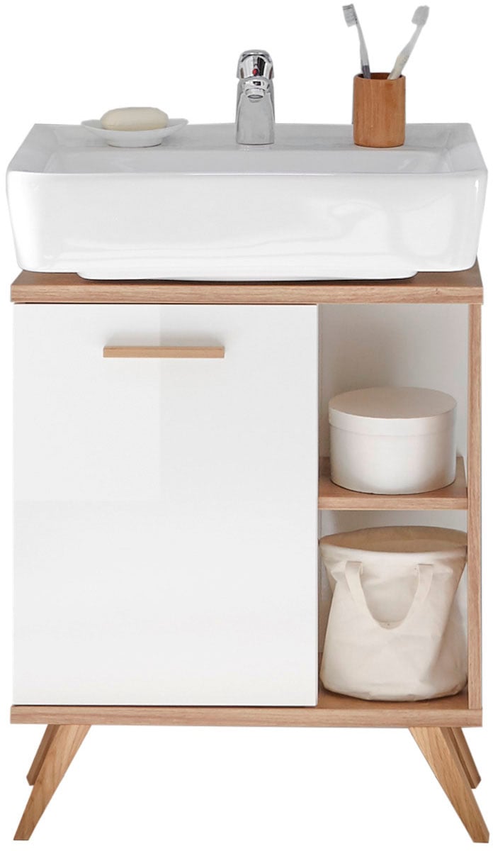 Saphir Badmöbel-Set »Quickset 2-teilig, Waschbeckenunterschrank mit LED-Spiegel« 3 Stk. tlg.