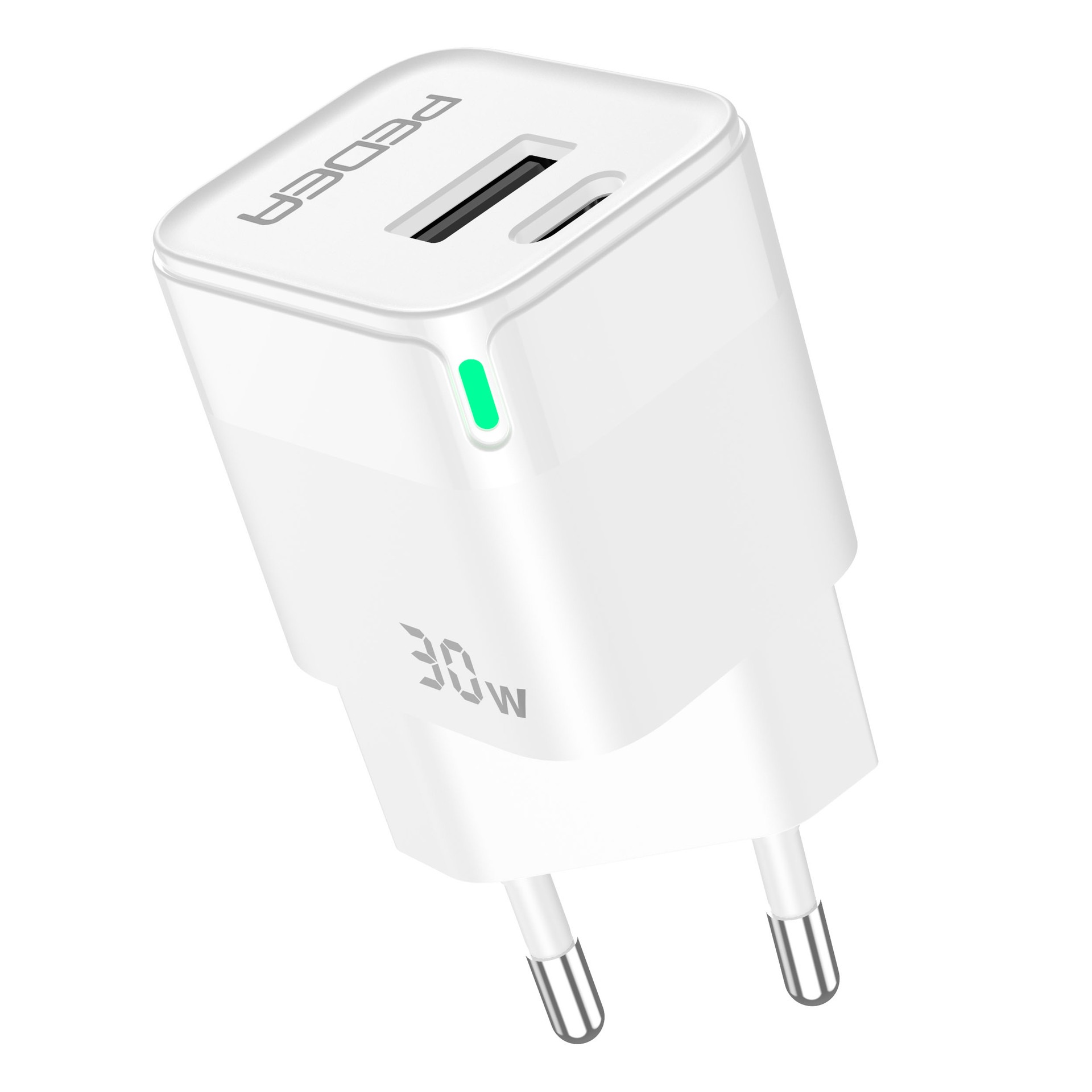 PEDEA USB-Ladegerät »Dual Mini Reiselader 30W USB-C (PD)«, (6 7 A02 A14 A54 S21 S22 S23 + Ultra iPhone 11 12 13 14 15 Pro Max Plus), Dual Ladegerät Netzteil USB-A USB-C Samsung Galaxy Apple Google Pixel