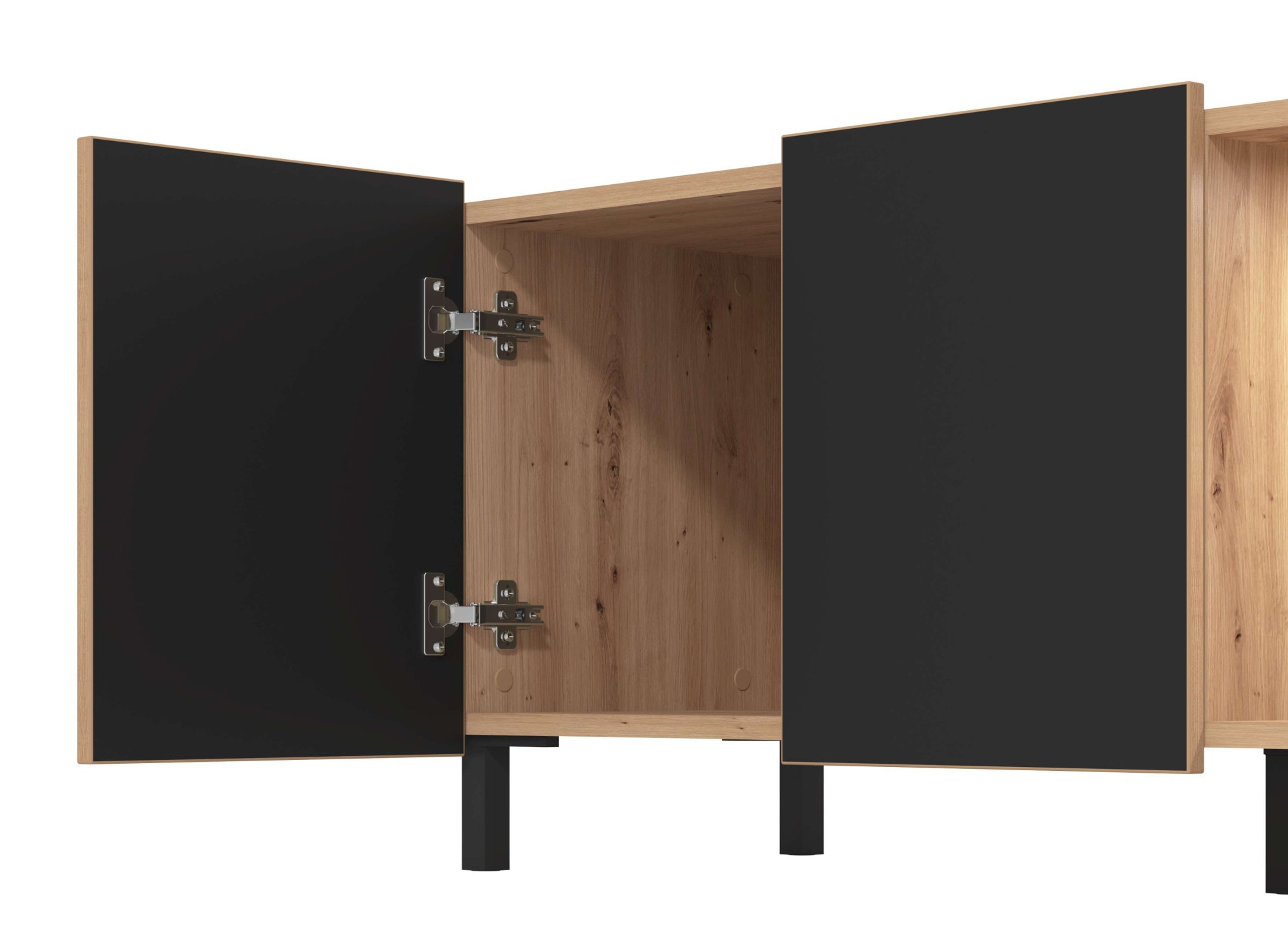 INOSIGN TV-Board »Coimbra Lowboard, Breite 160 cm, TV-Schrank, TV-Ständer«, Kombination aus Artisan Eiche und Schwarz Holzdekor, mit viel Stauraum